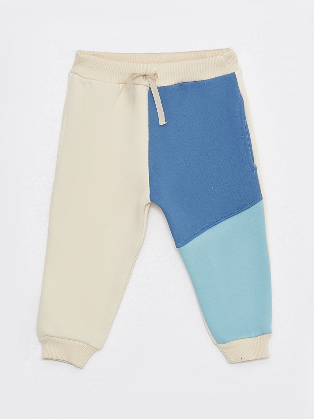 Bej Bisiklet Yaka Uzun Kollu Erkek Bebek Sweatshirt ve Eşofman Alt 2'li Takım-2