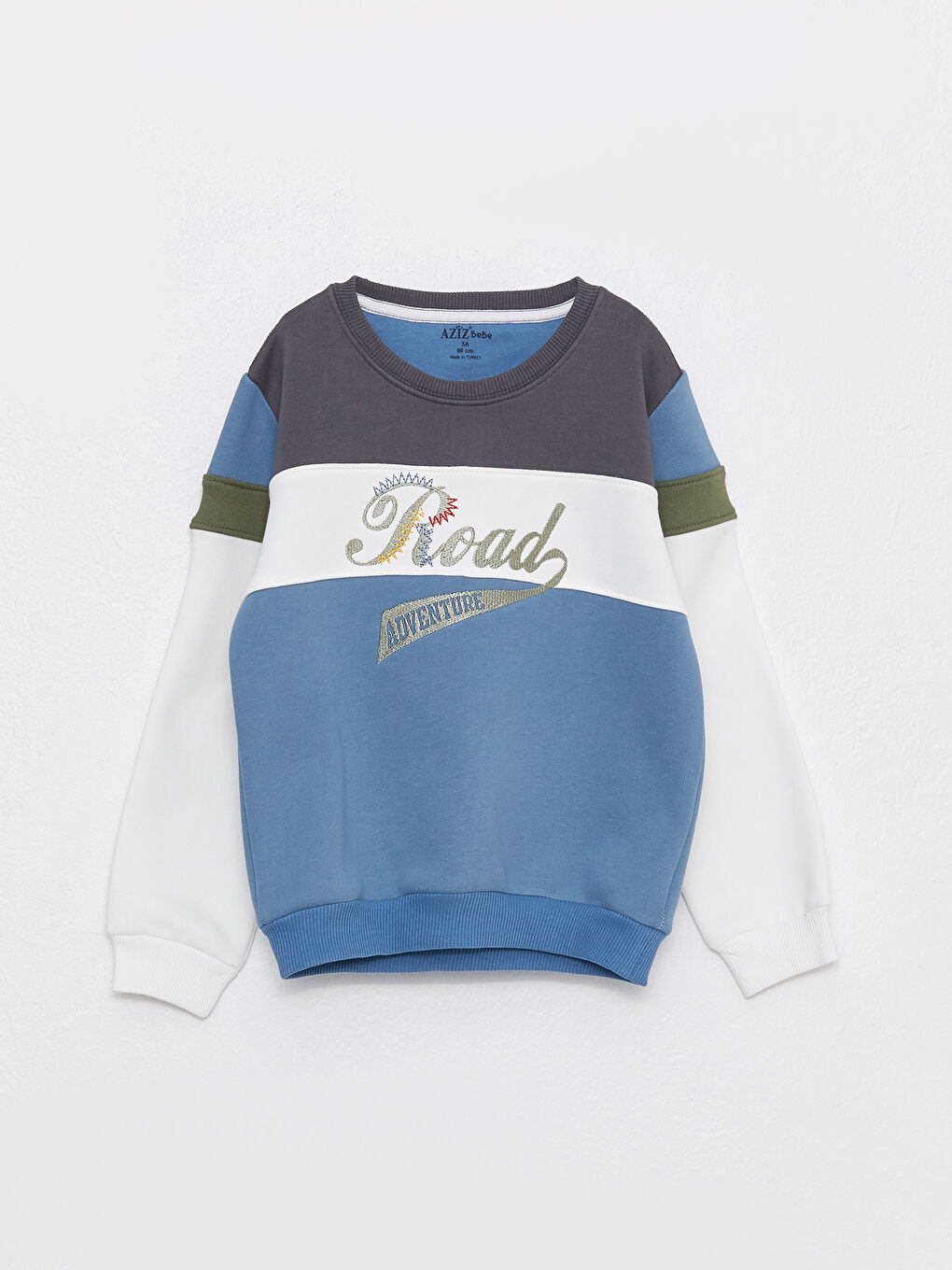 Yeşil Bisiklet Yaka Uzun Kollu Erkek Bebek Sweatshirt ve Eşofman Alt 2'li Takım-1