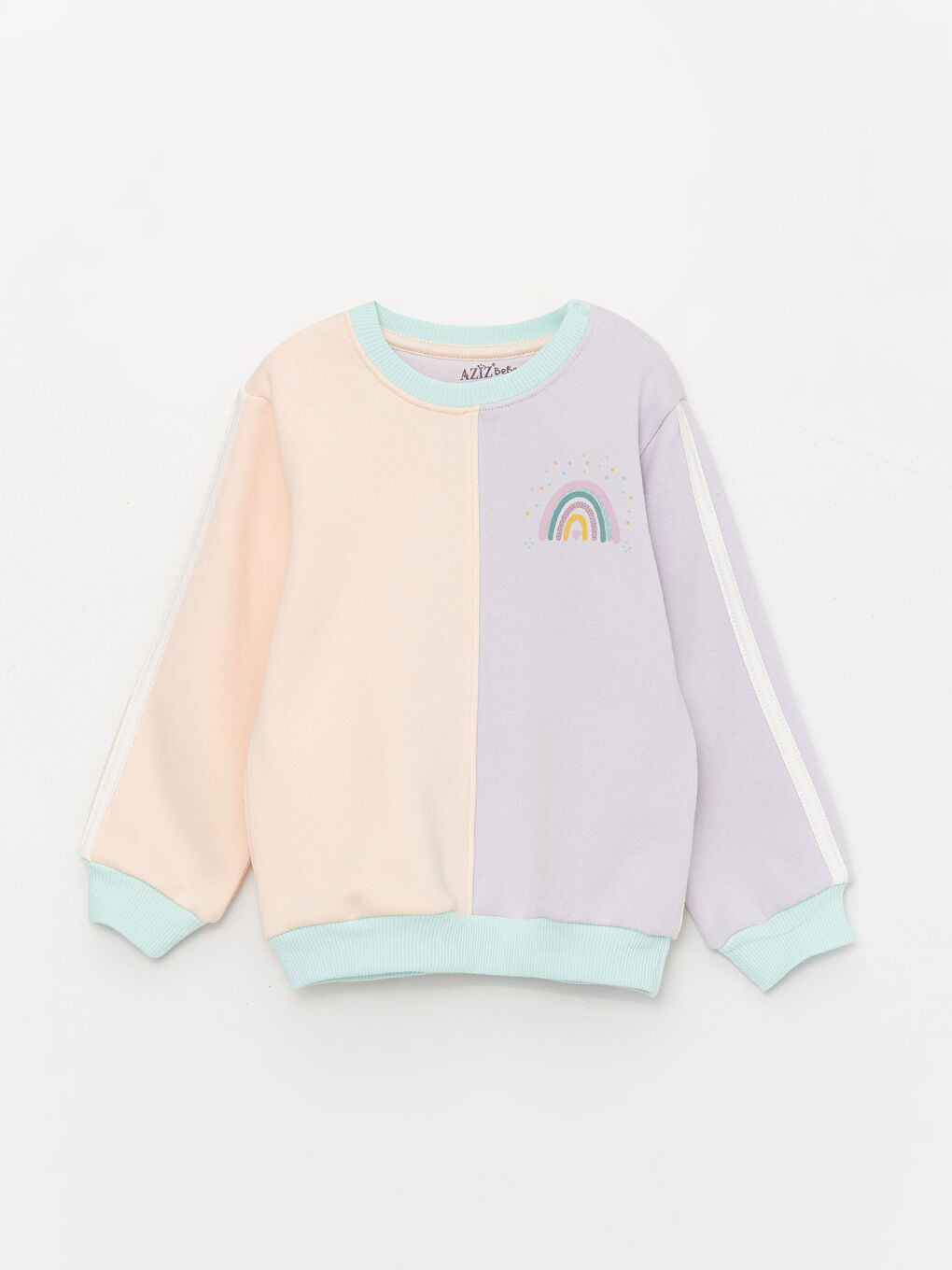 Turuncu Bisiklet Yaka Uzun Kollu Kız Bebek Sweatshirt ve Eşofman Alt 2'li Takım-2