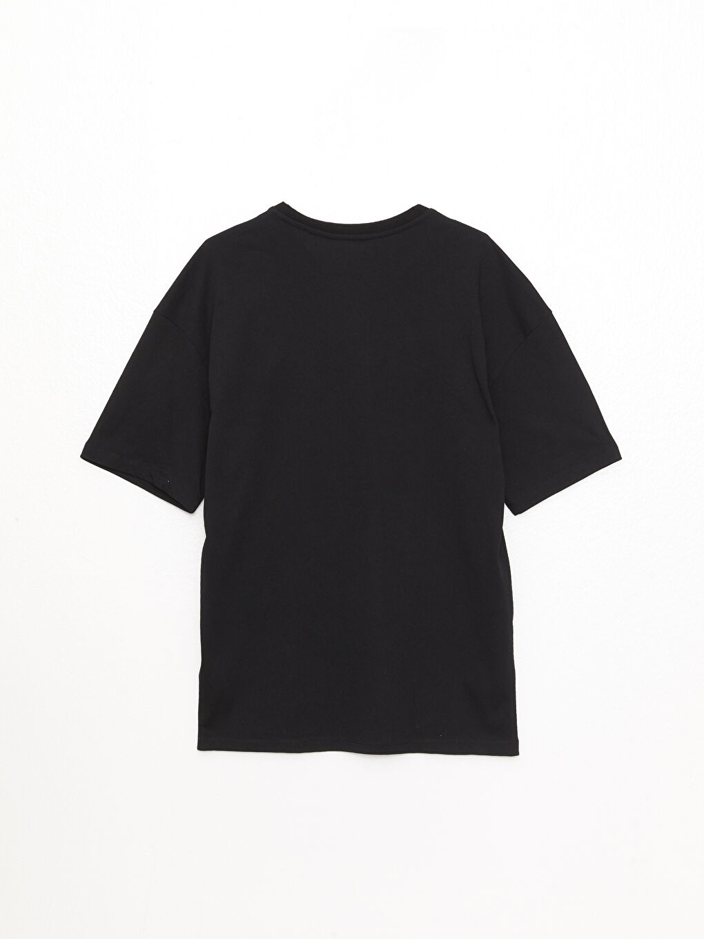 Siyah Oversize Bisiklet Yaka Kısa Kollu Erkek Tişört-6