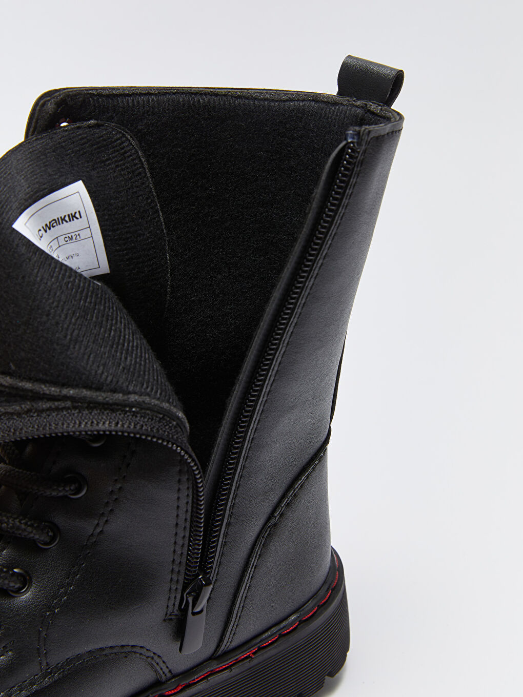 Siyah Deri Görünümlü Fermuarlı Kız Çocuk Bot-6