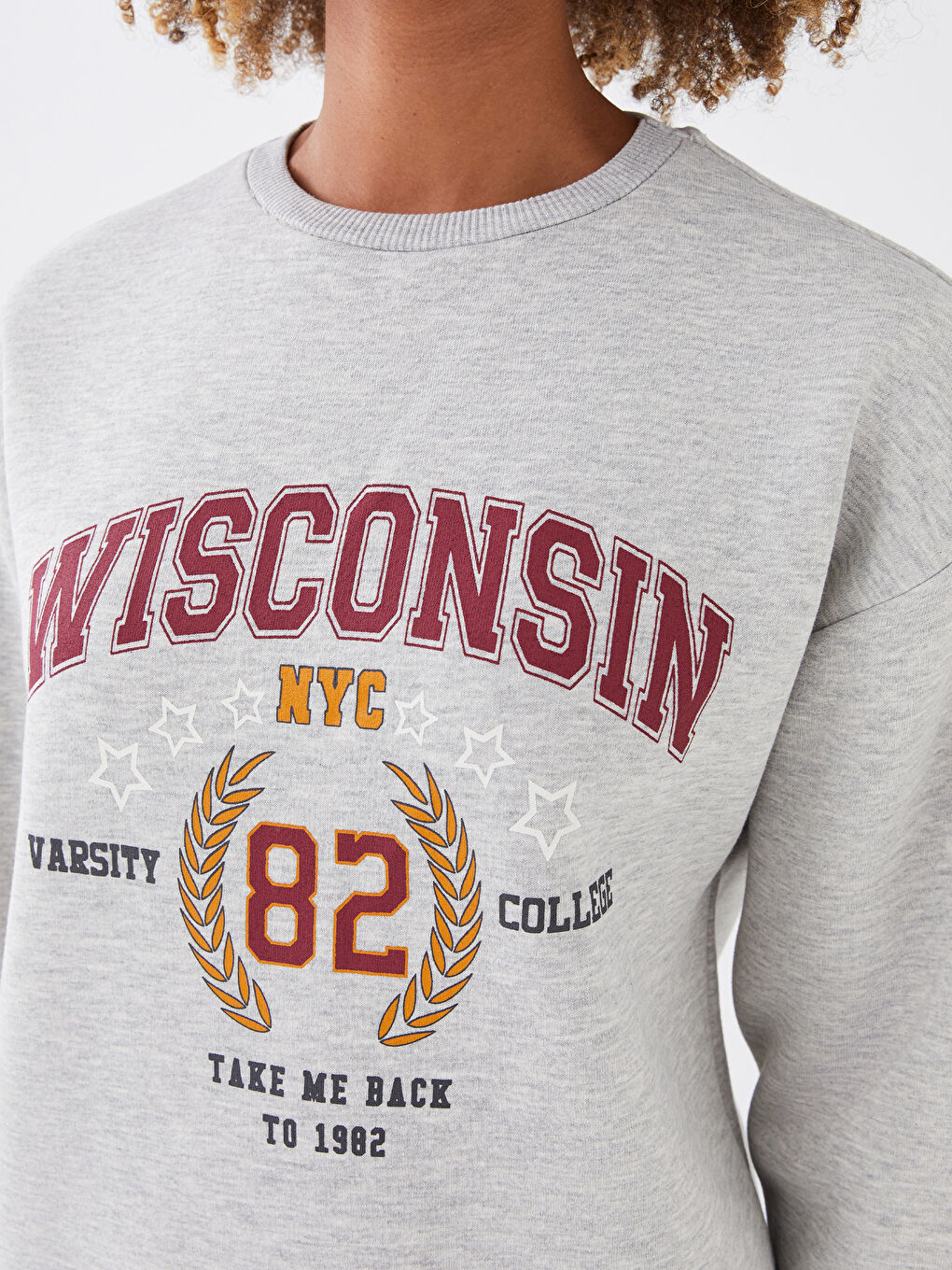 Rundhalsausschnitt Bedrucktes Dickes Sweatshirt für Damen-3