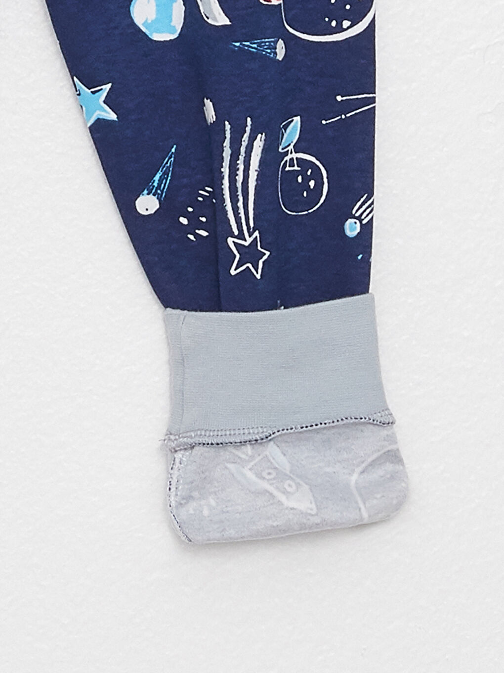 Gri Bisiklet Yaka Baskılı Uzun Kollu Erkek Çocuk Pijama Takımı-5