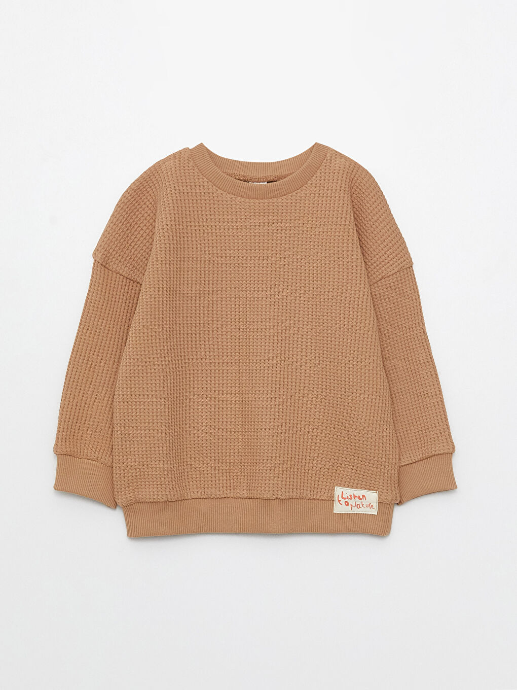 Kahverengi Bisiklet Yaka Uzun Kollu Erkek Bebek Sweatshirt ve Eşofman Alt 2'li Takım-1