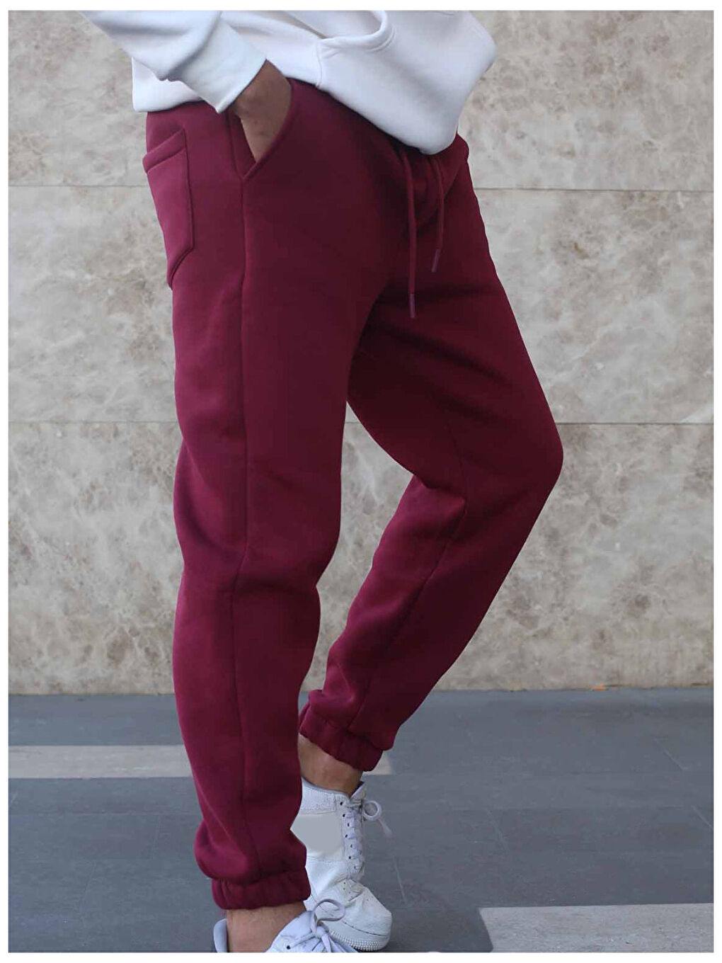Bordo Slim Fit Erkek Jogger Eşofman Altı-1