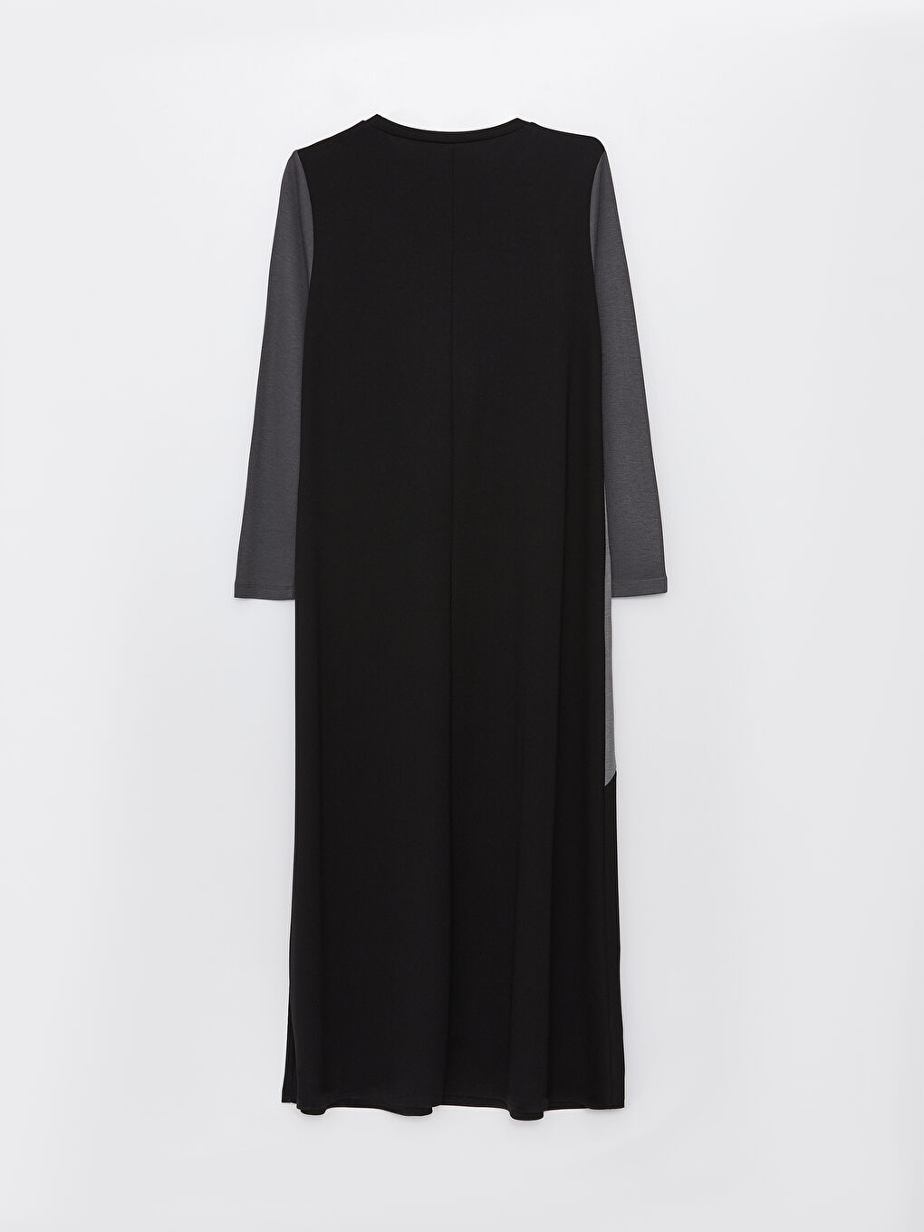 Siyah Bisiklet Yaka Renk Bloklu Uzun Kollu A Kesim Kadın Elbise-6