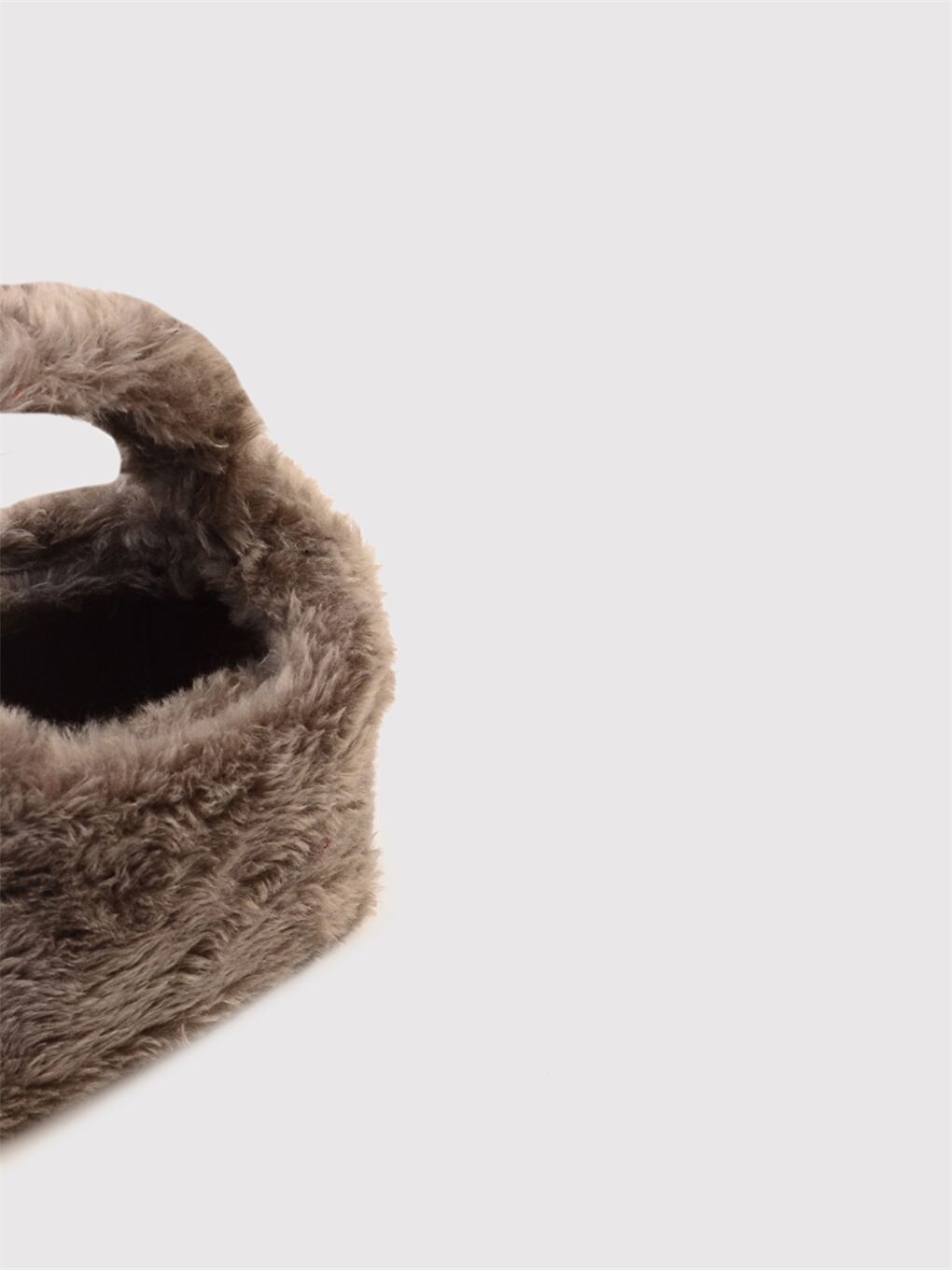 Gri Kadın Kürk Görünümlü El Çantası-4