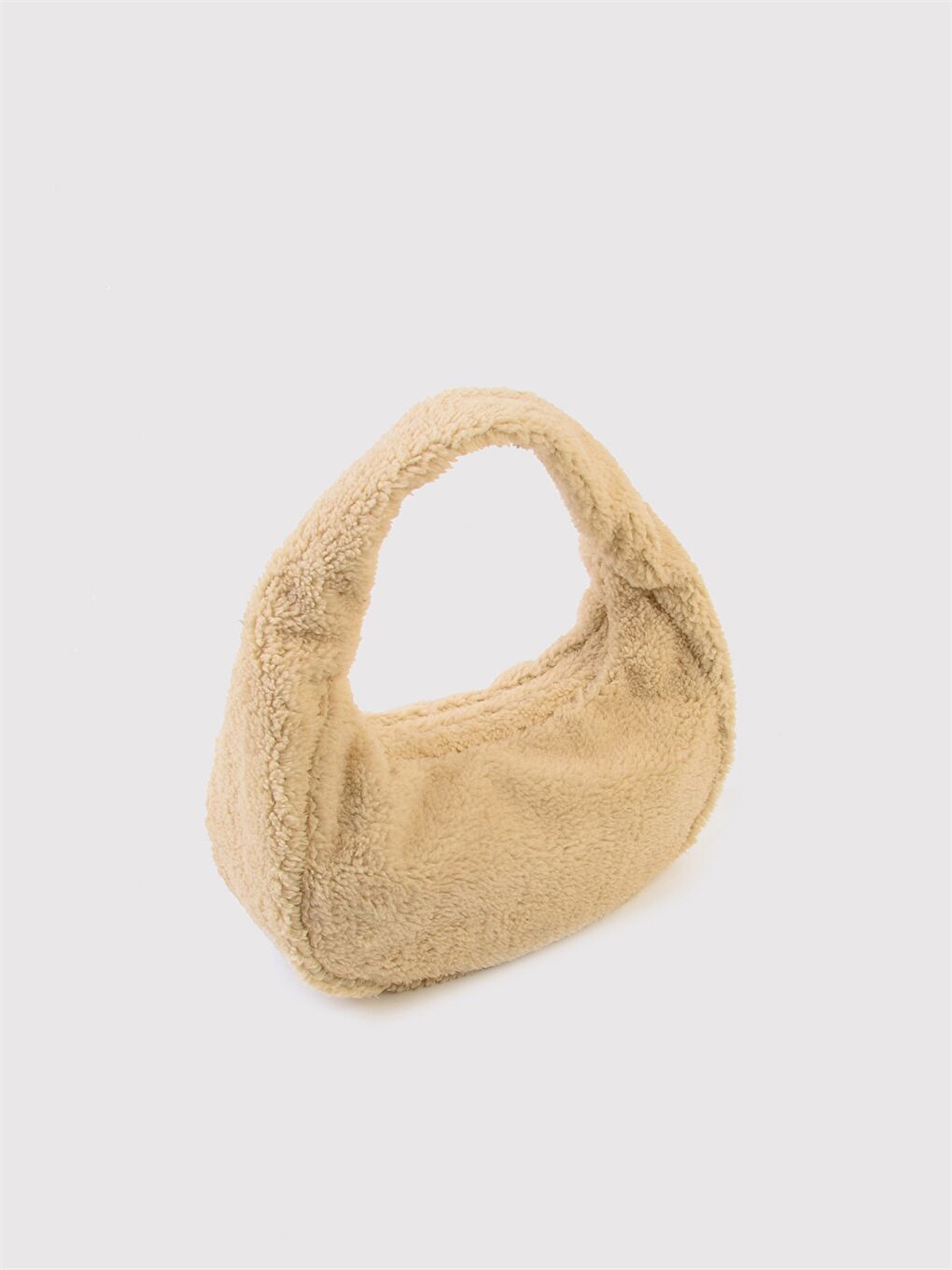 Ekru Kadın Pelüş Omuz Çantası-2