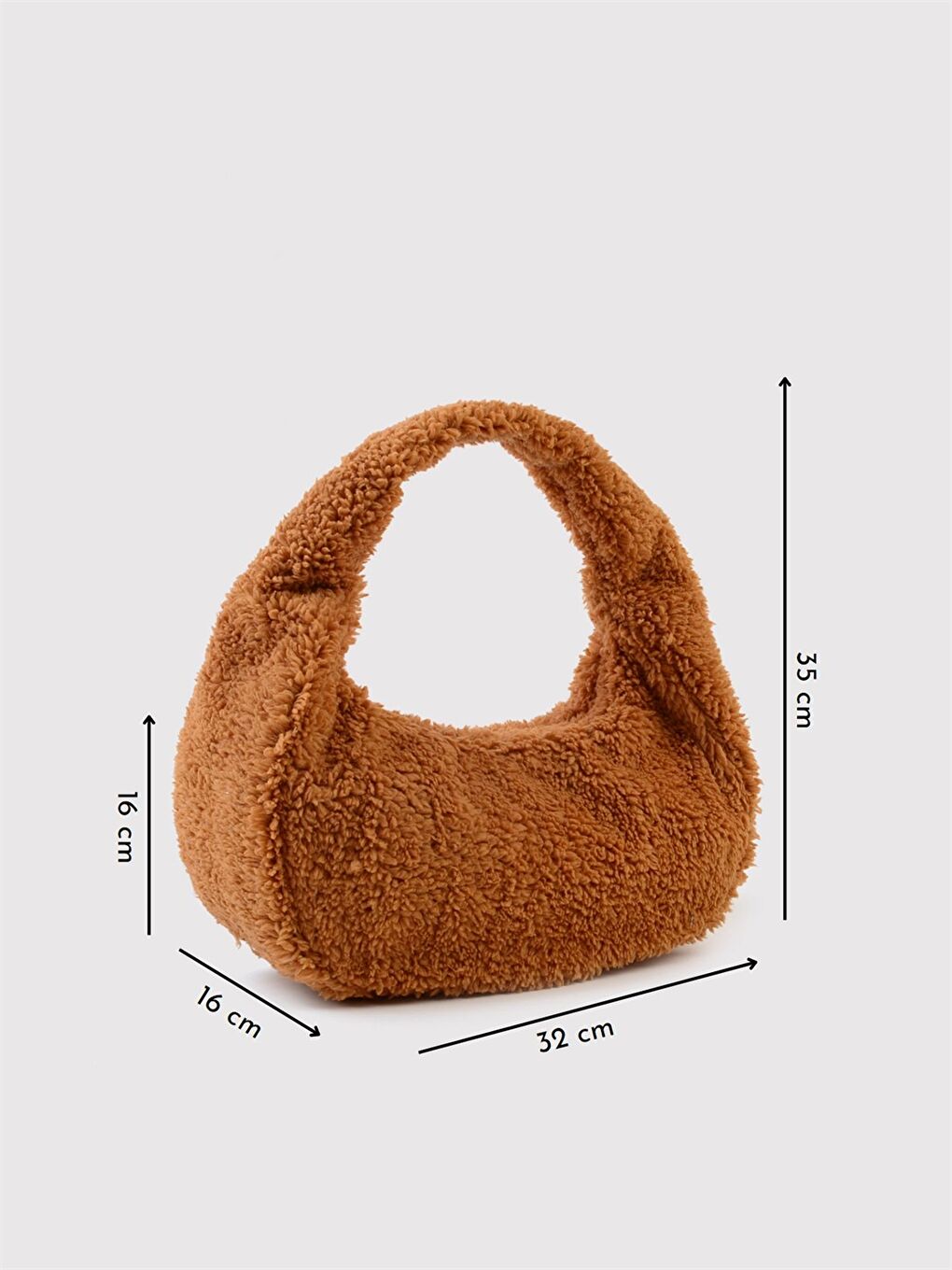 Kahverengi Kadın Pelüş Omuz Çantası-4