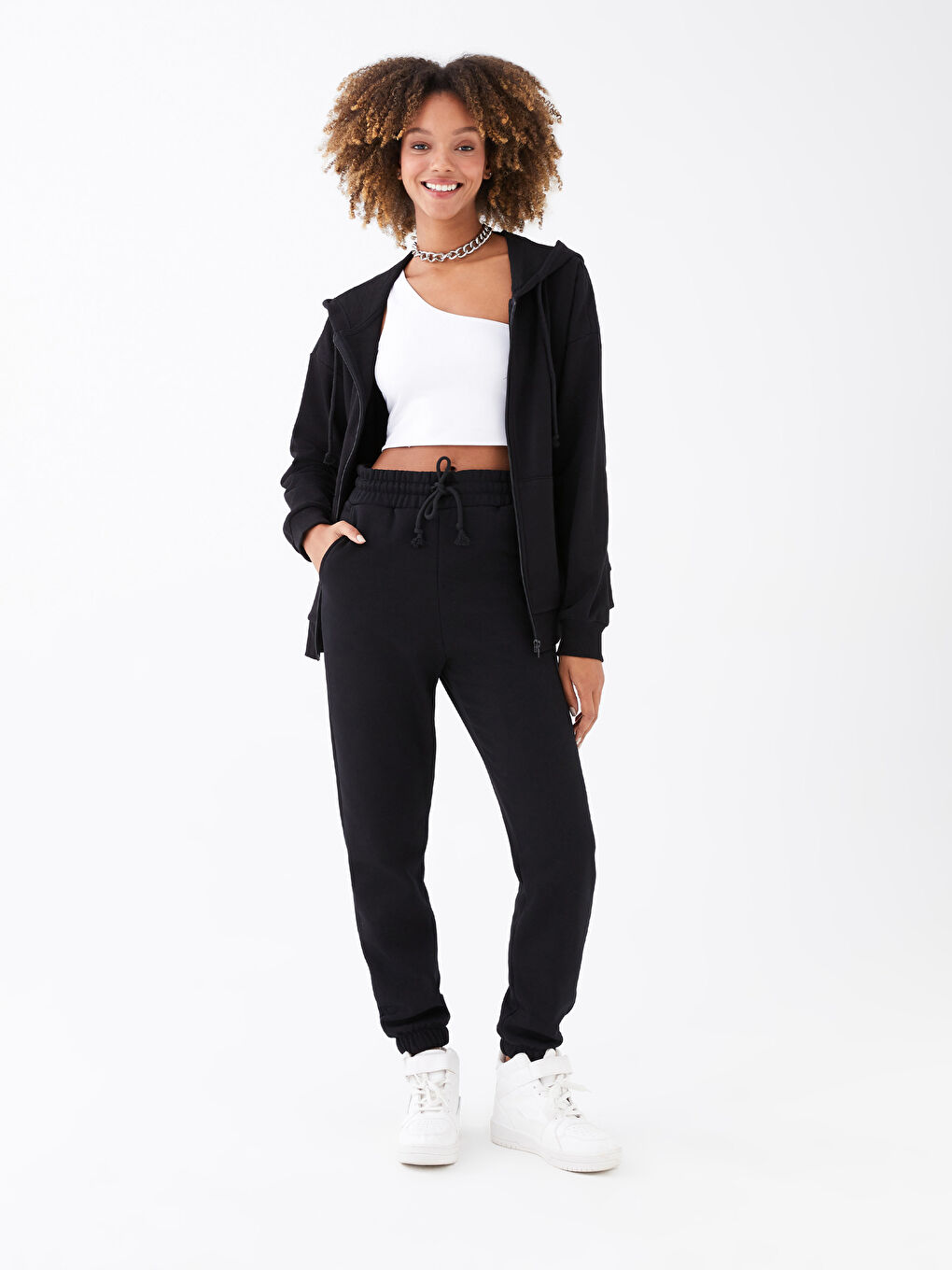 Pantaloni de trening jogger groși cu talie elastică pentru femei