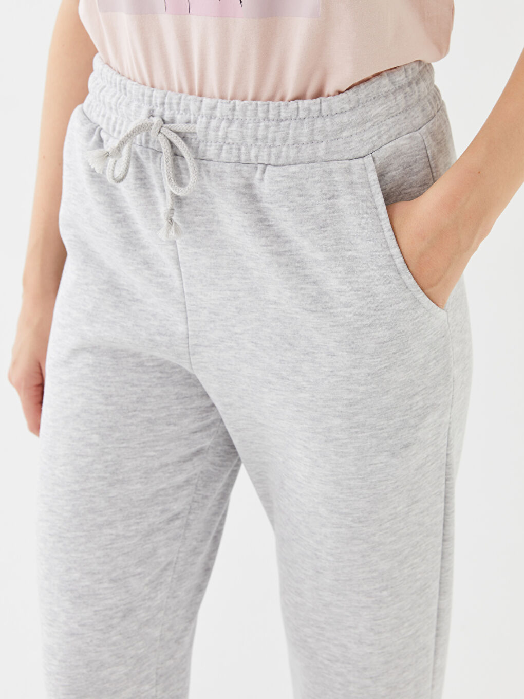 Pantaloni de trening jogger groși cu talie elastică pentru femei-1