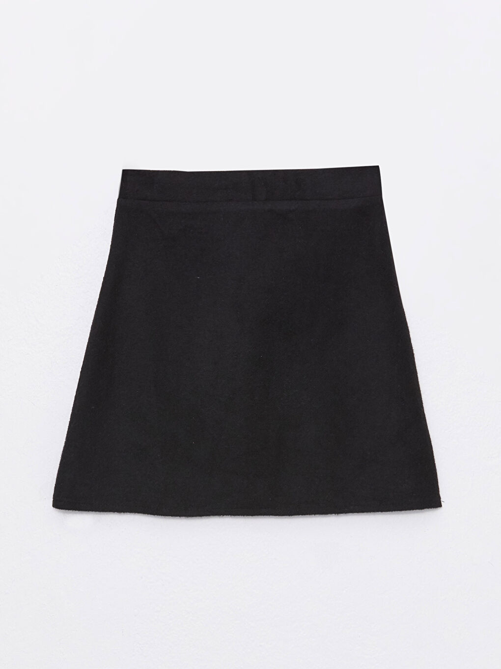 Siyah Kadın Fermuarlı Düz Kaşe Etek-1