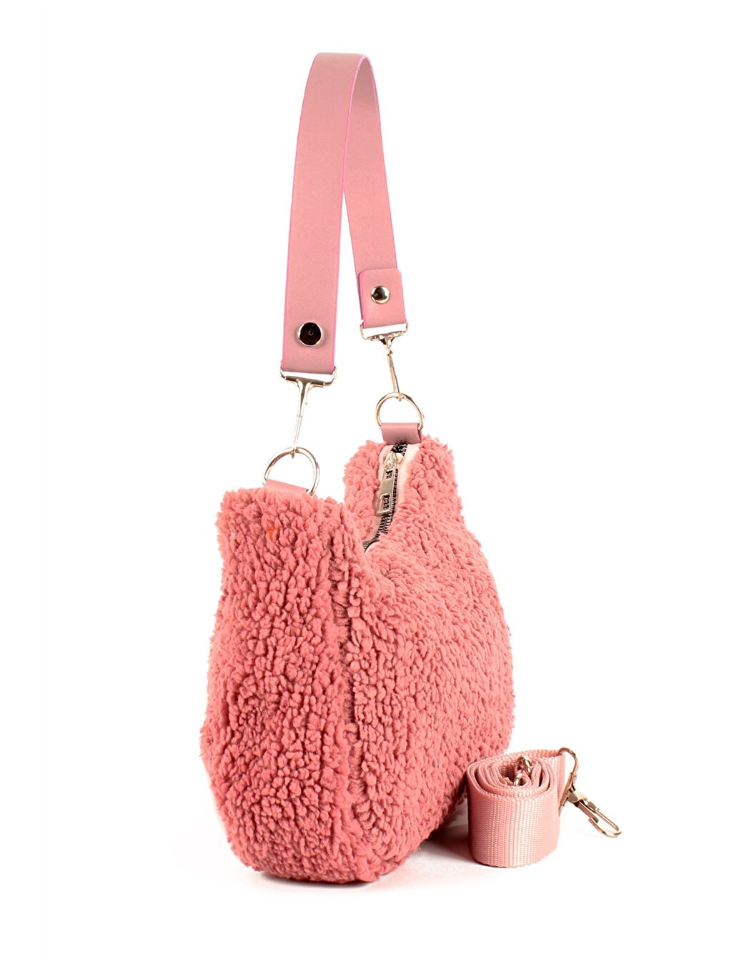 Pembe Kürk Görünümlü Kadın Kol Çantası-2