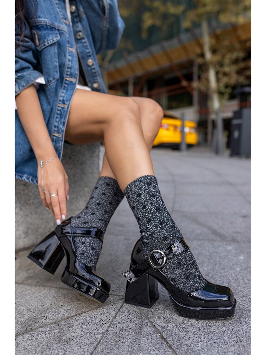 Siyah Rugan Kadın Topuklu Ayakkabı-1