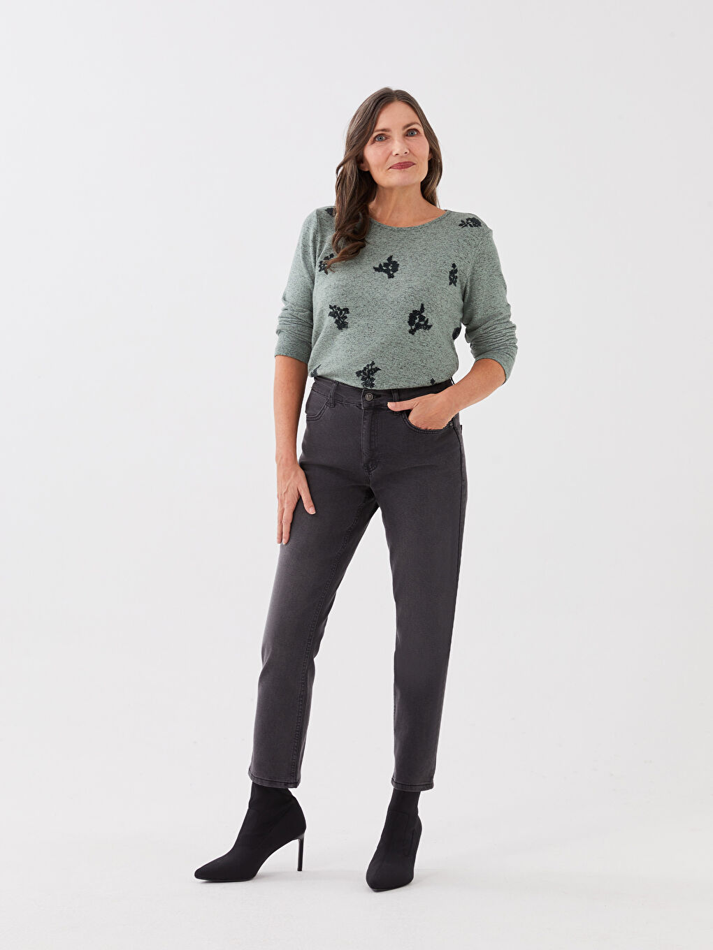 Elasticated Waist Slim Fit Women's Jeans-1