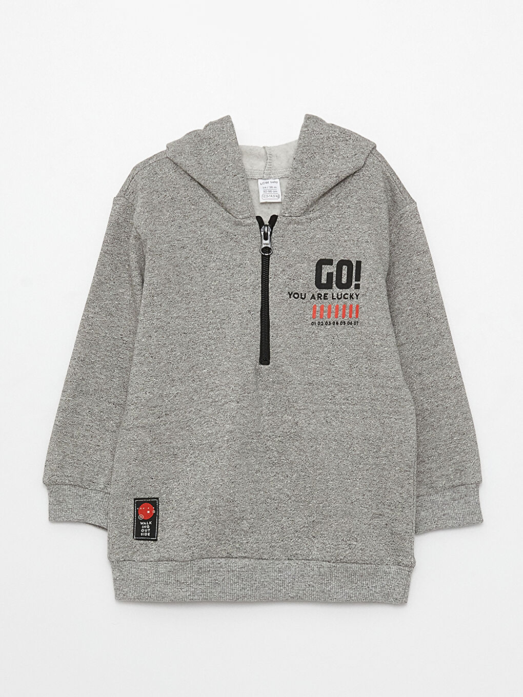 Gri Bisiklet Yaka Uzun Kollu Baskılı Erkek Bebek Sweatshirt ve Eşofman Alt 2'li Takım-1