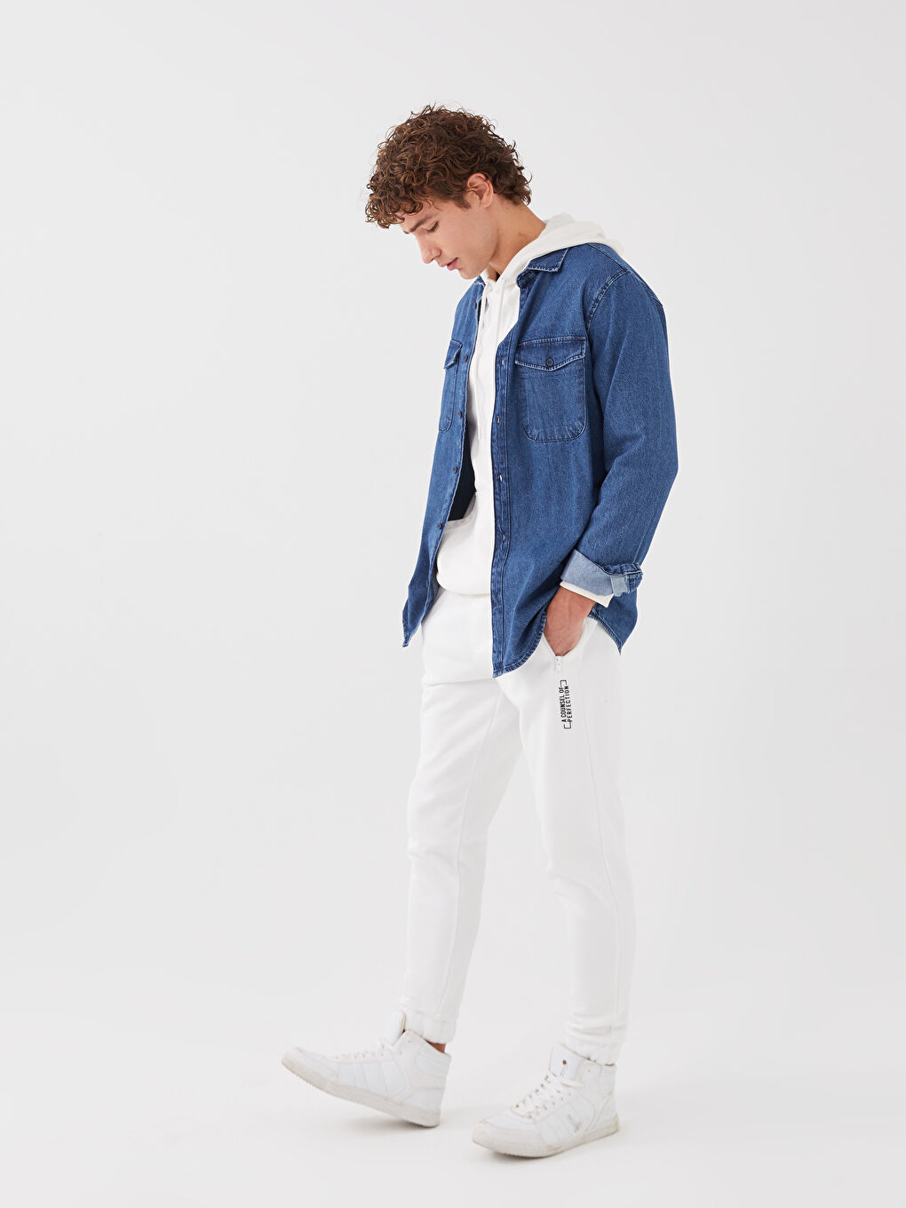 Beyaz Slim Fit Erkek Jogger Eşofman Altı