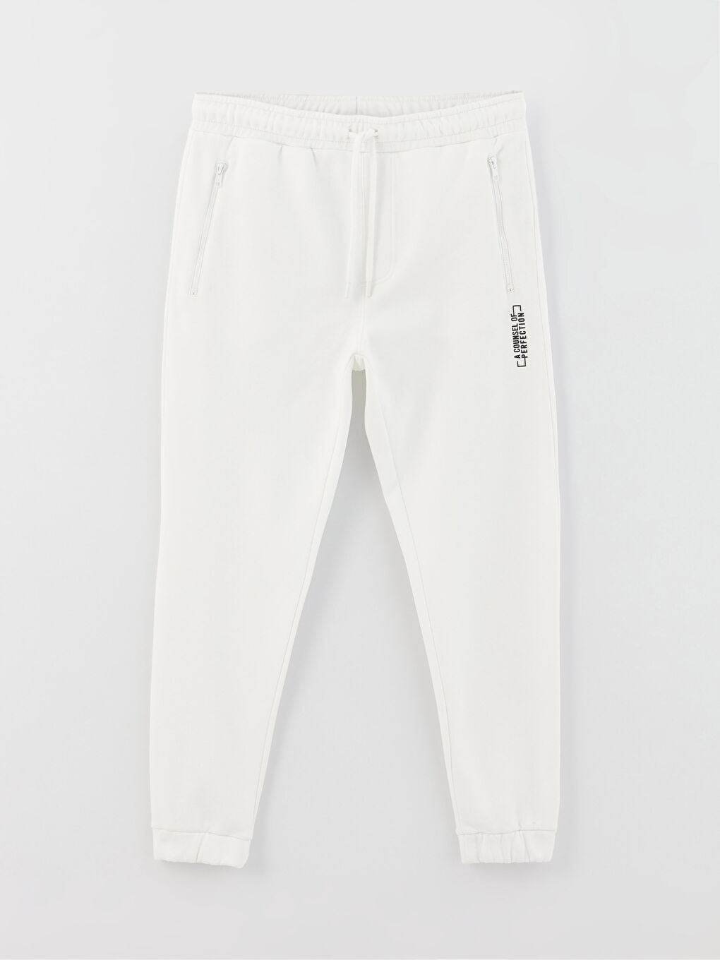 Beyaz Slim Fit Erkek Jogger Eşofman Altı-5