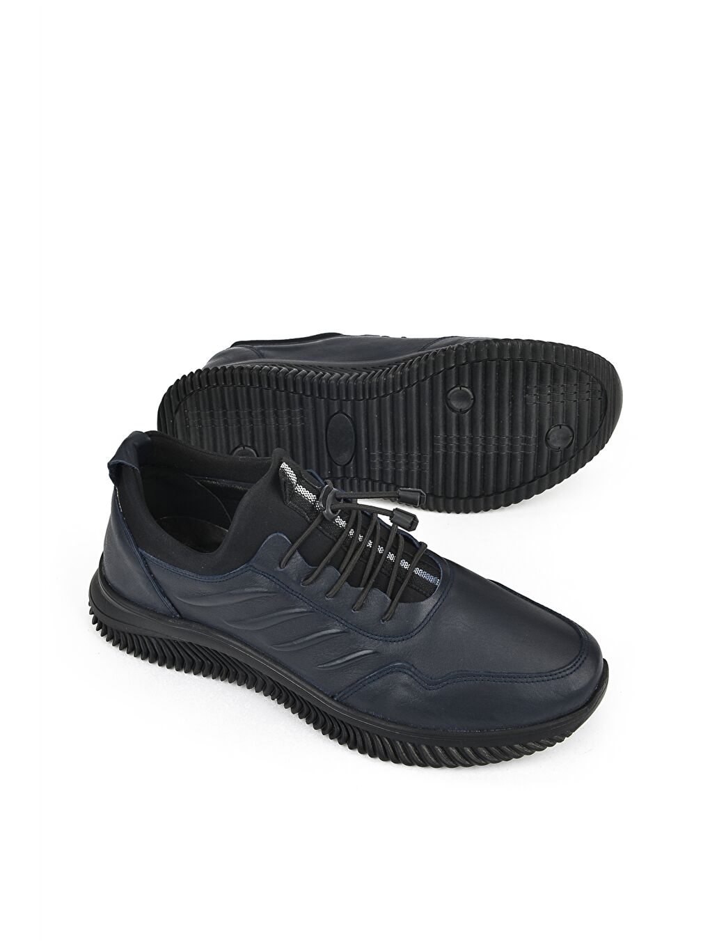 Mavi Bağcıklı Deri Erkek Klasik Ayakkabı-3