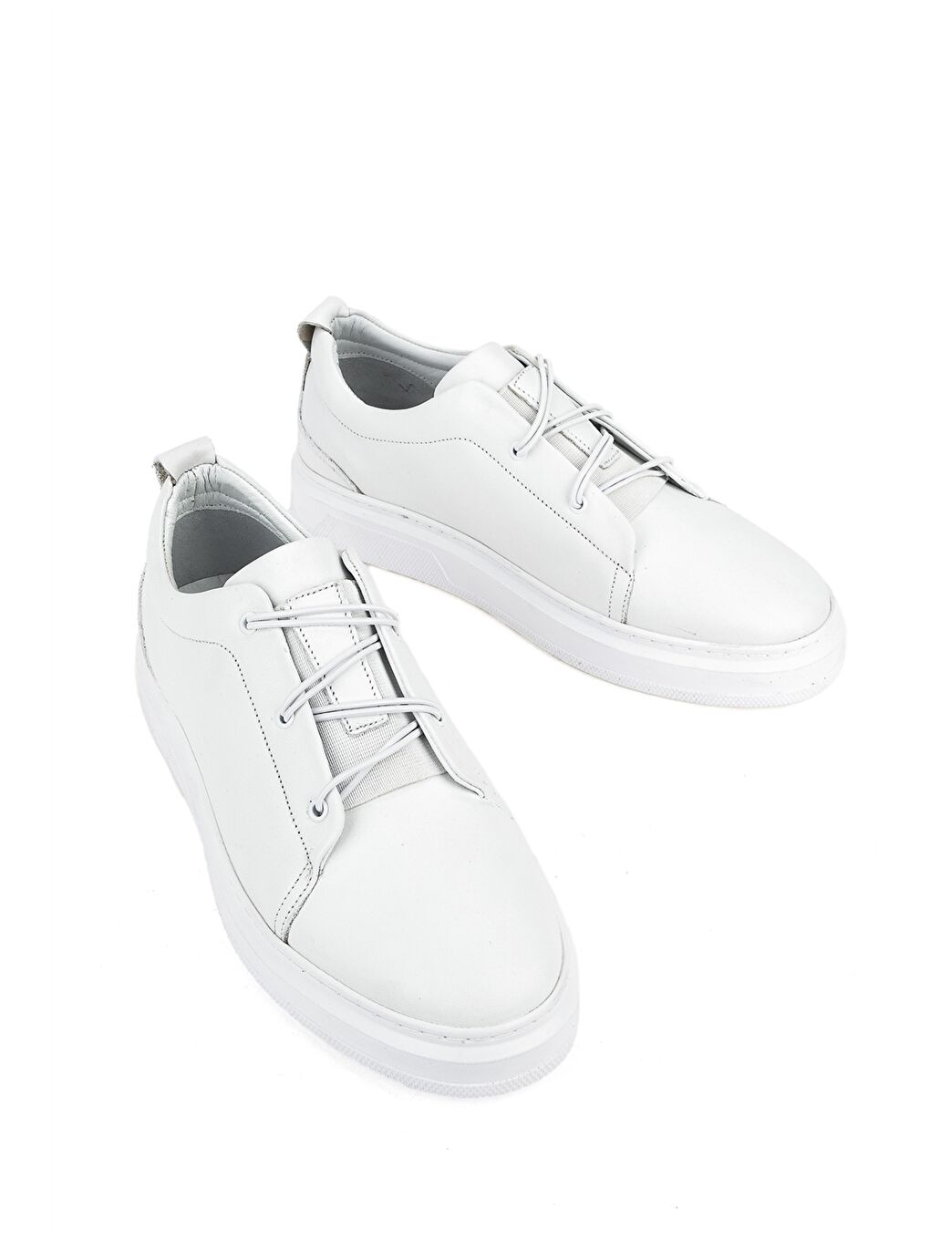 Beyaz Bağcıklı Deri Erkek Klasik Ayakkabı-4
