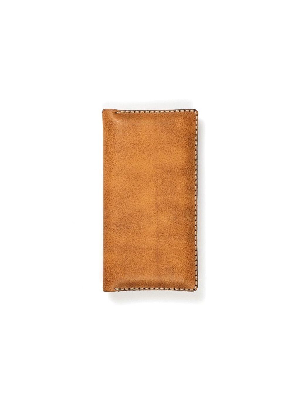 Ekru Hakiki Deri Telefon Bölmeli Cüzdan