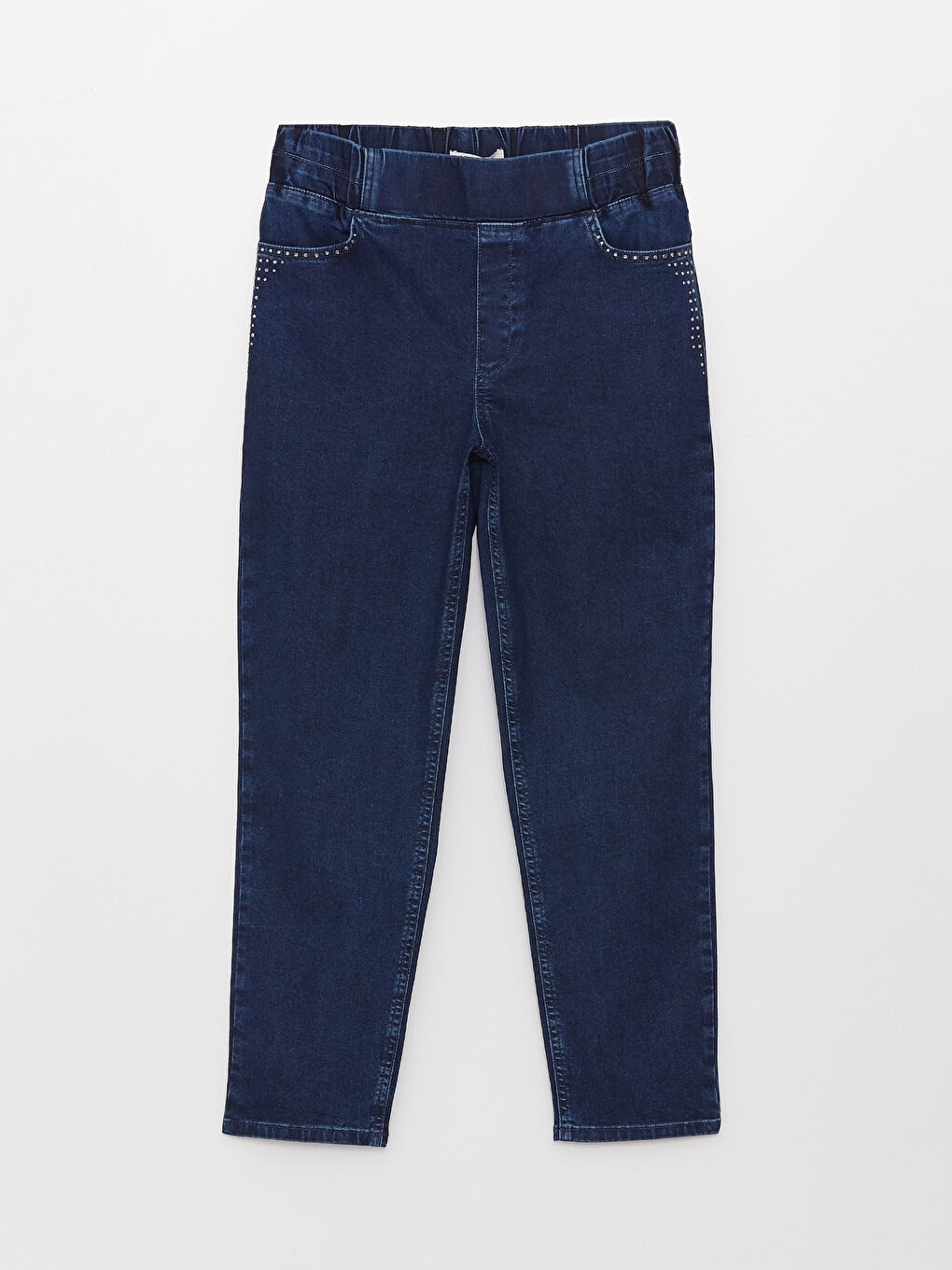 Siyah Yüksek Bel Standart Fit Taşlı Kadın Jean Pantolon-5