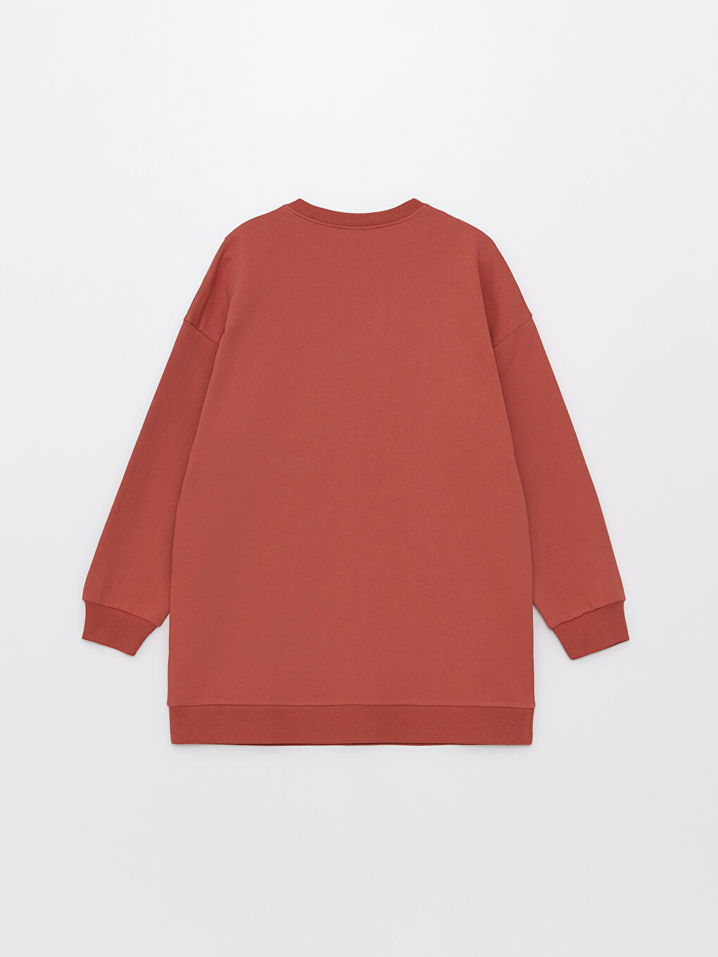 Kahverengi Bisiklet Yaka Düz Uzun Kollu Kadın Sweatshirt-6