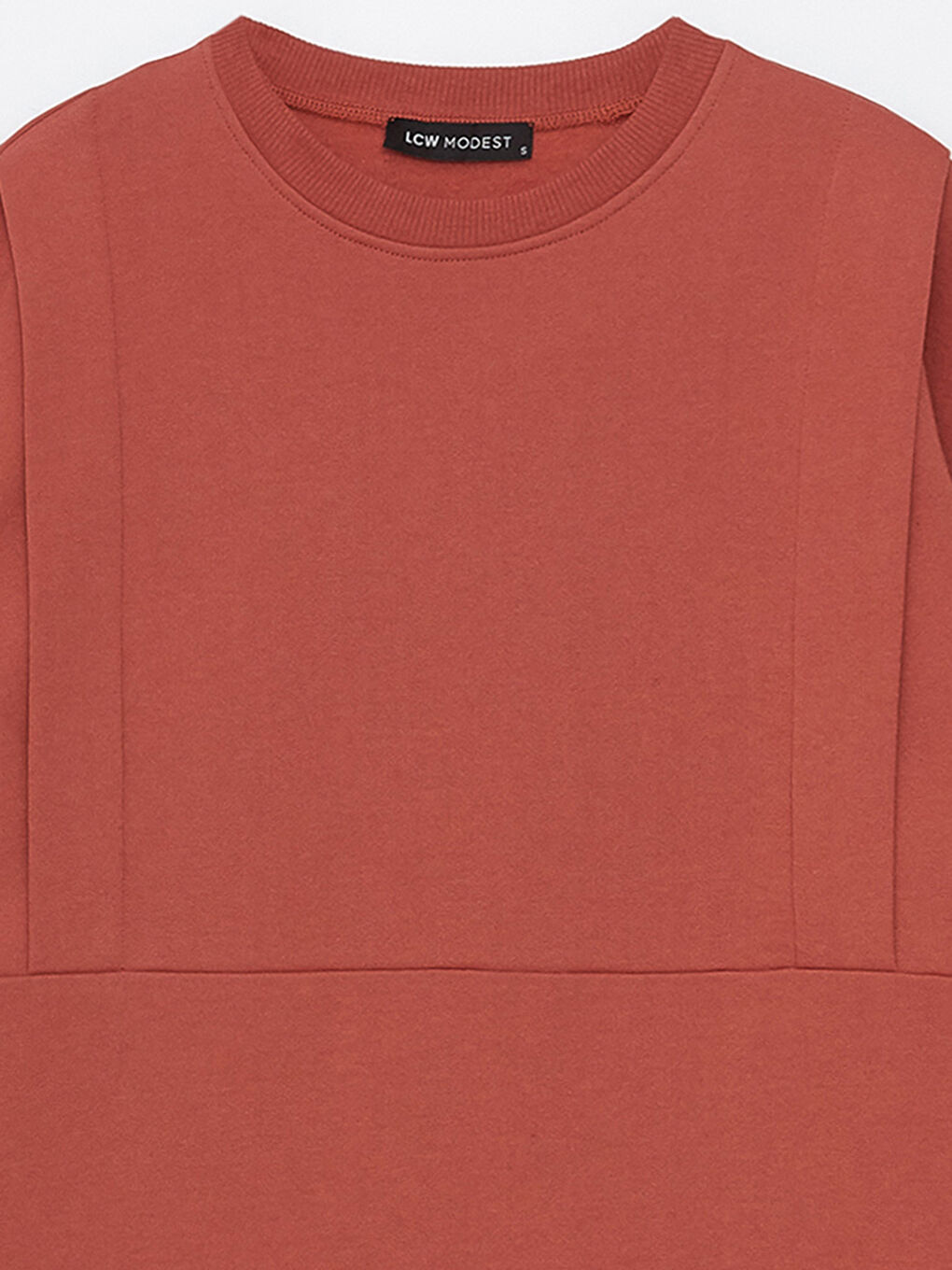 Kahverengi Bisiklet Yaka Düz Uzun Kollu Kadın Sweatshirt-7