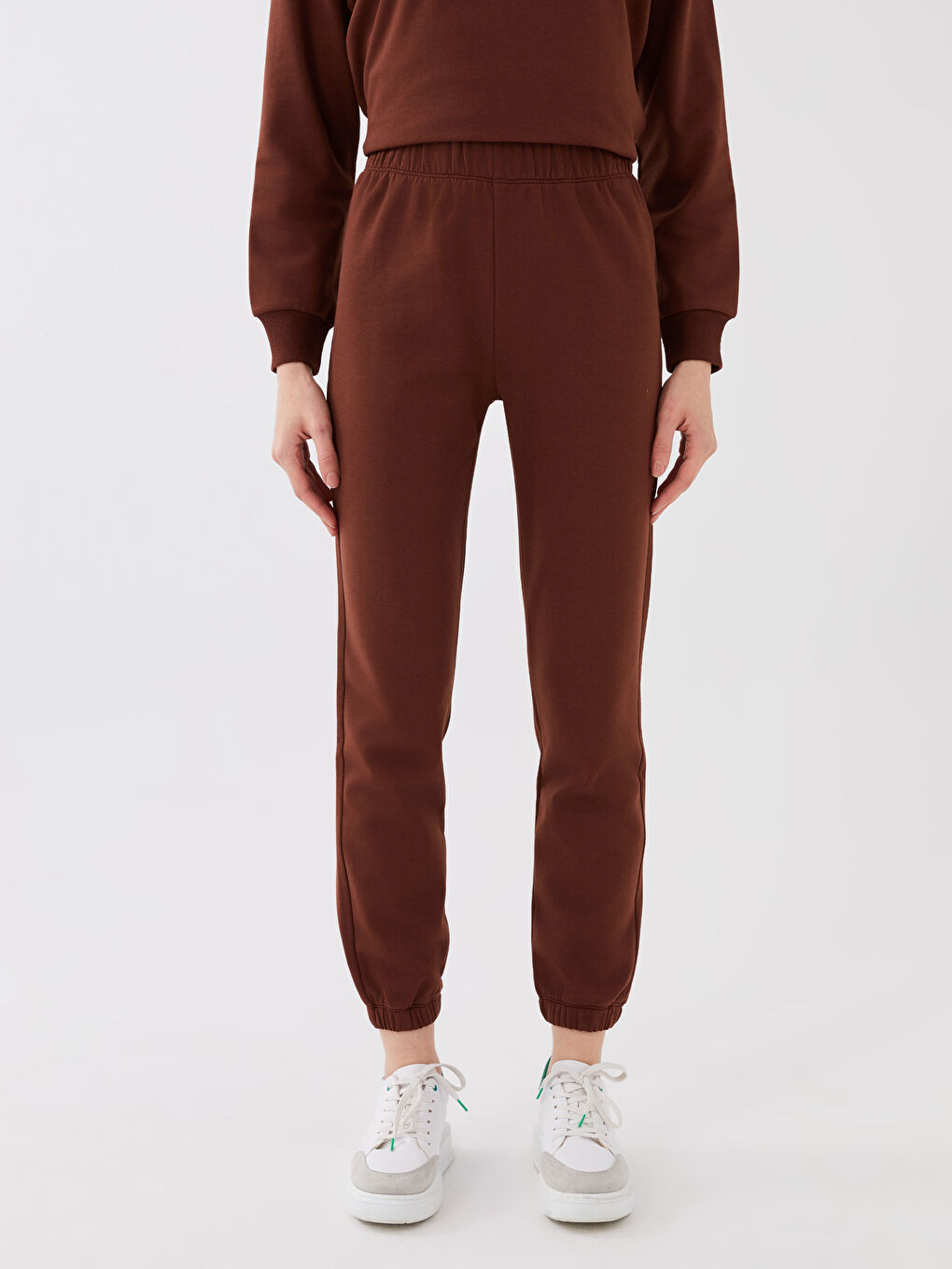 Pantaloni de trening jogger simpli cu talie elastică pentru femei-3