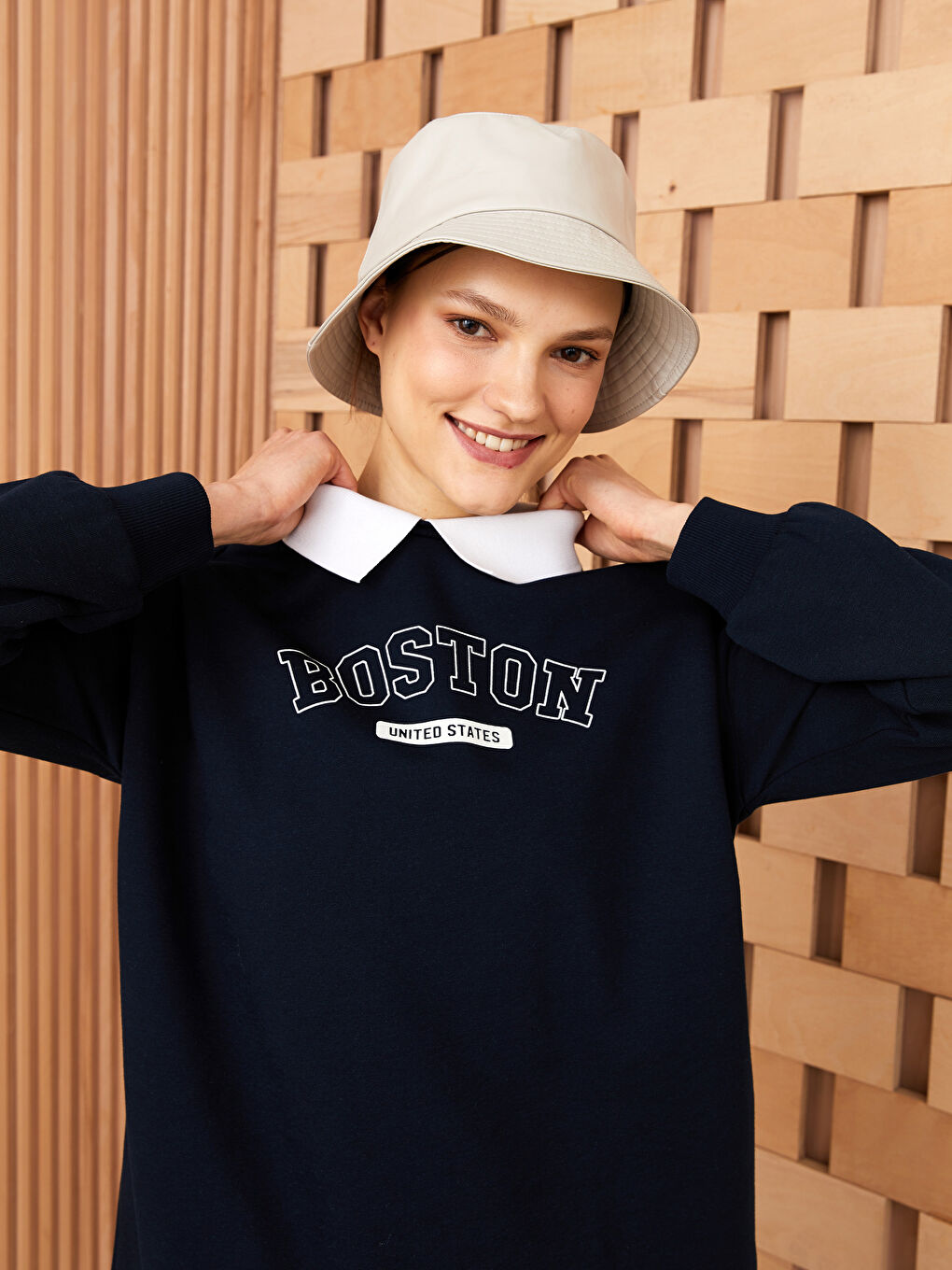 Hanorac Gros Imprimat cu Guler Polo pentru Femei-1