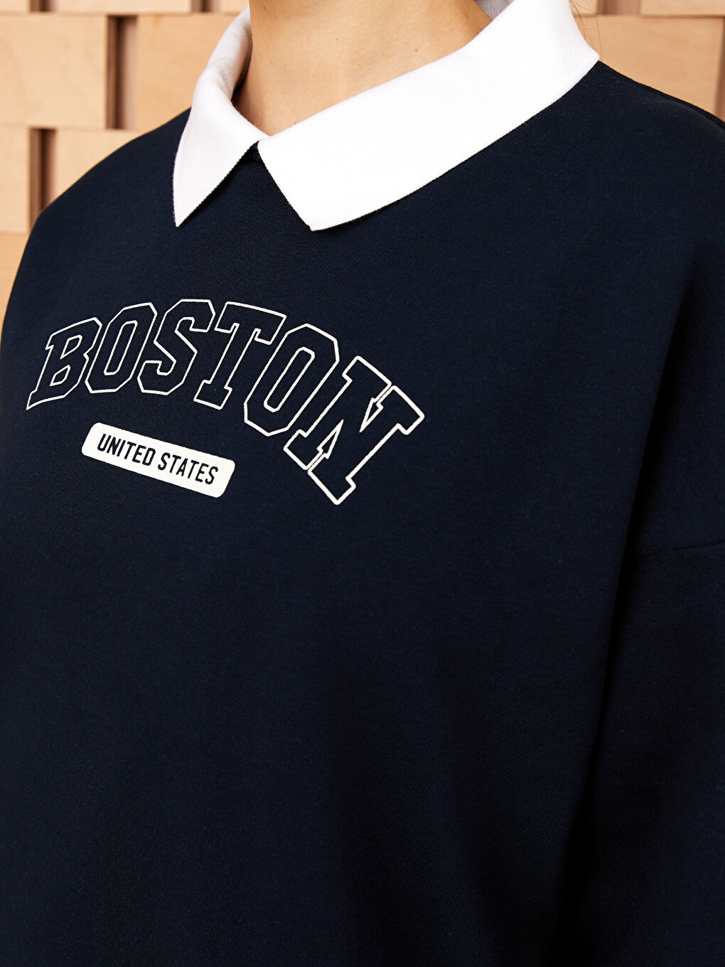 Hanorac Gros Imprimat cu Guler Polo pentru Femei-3