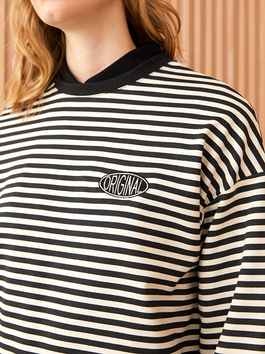 Siyah Çizgili Oversize Kadın Sweatshirt Tunik-3