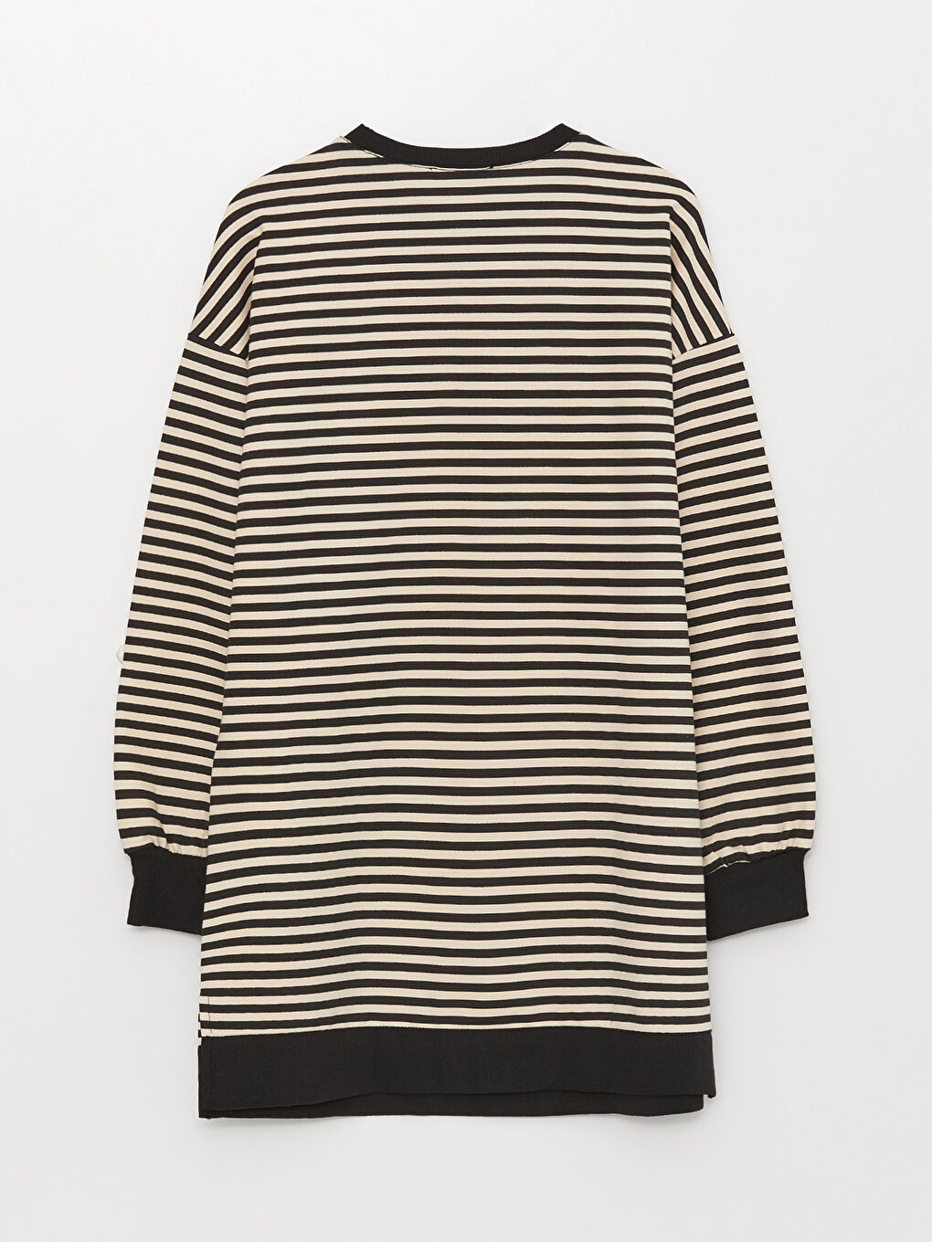 Siyah Çizgili Oversize Kadın Sweatshirt Tunik-6