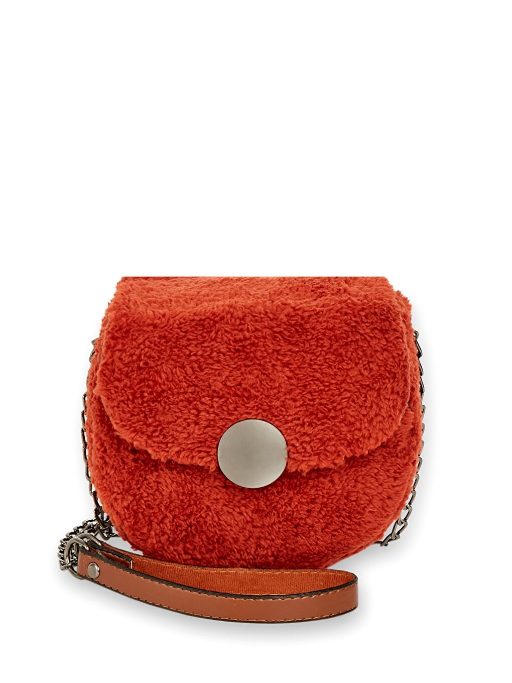 Kırmızı Kendinden Desenli Kadın Omuz Çantası