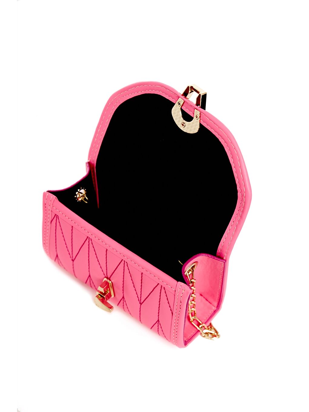 Pembe Kapitone Desenli Kadın Omuz Çantası-1