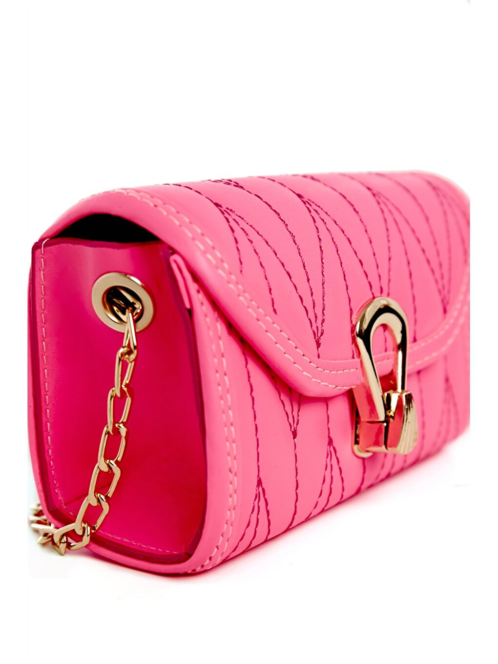 Pembe Kapitone Desenli Kadın Omuz Çantası-2