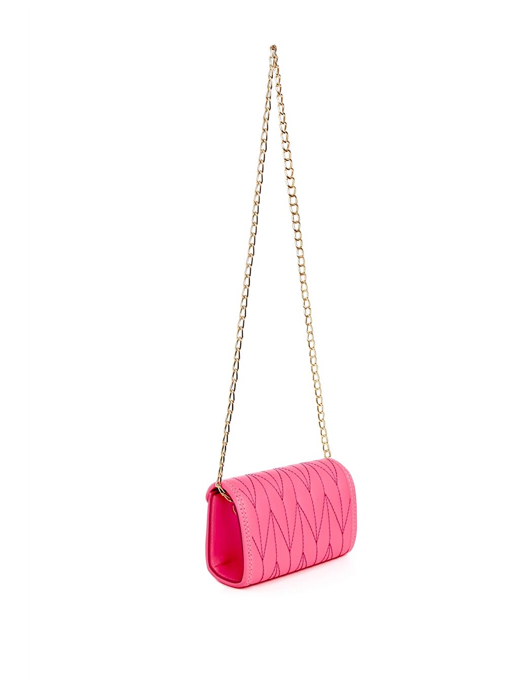 Pembe Kapitone Desenli Kadın Omuz Çantası-3