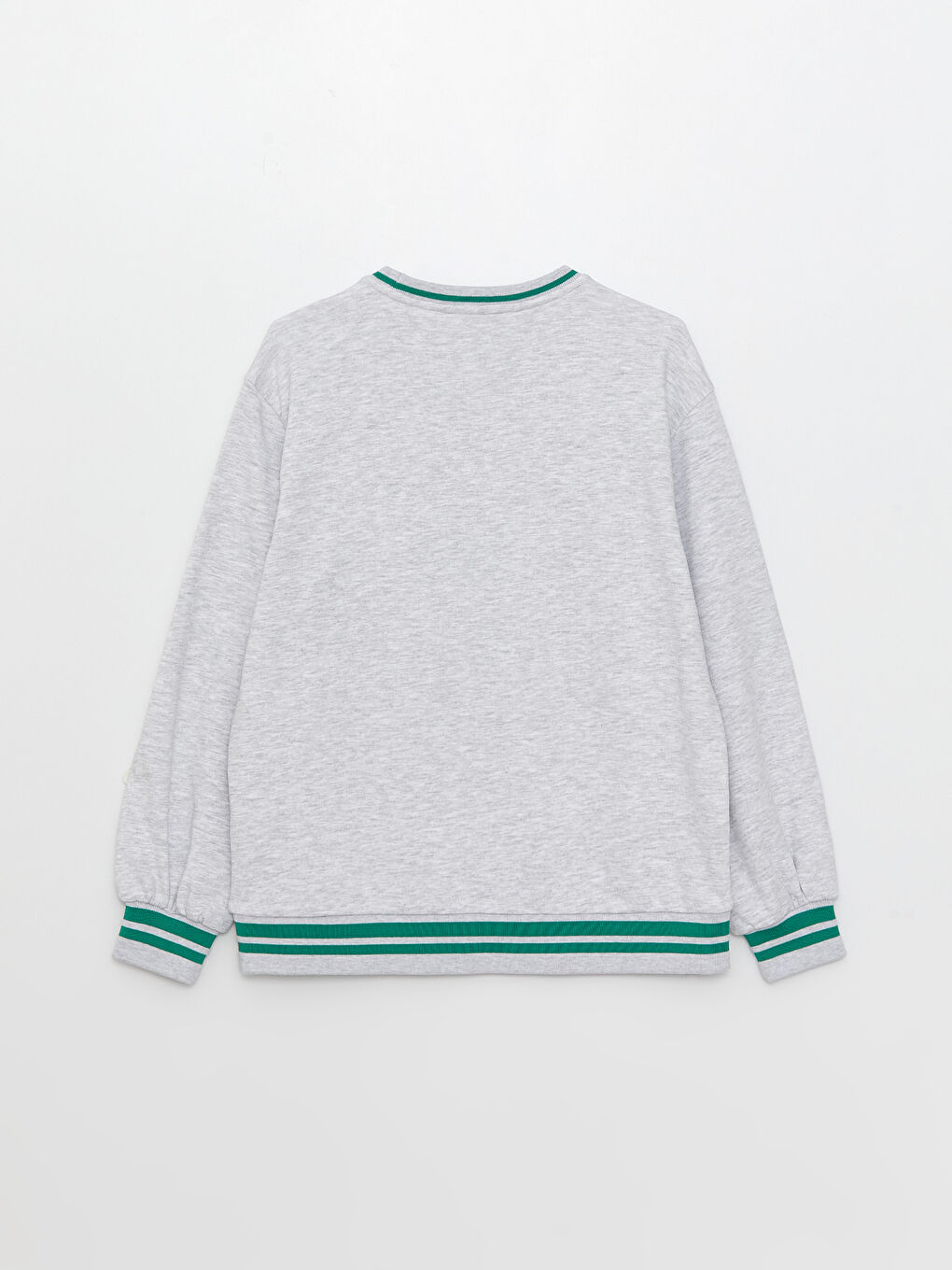 Gri Bisiklet Yaka Baskılı Uzun Kollu Kadın Sweatshirt-5