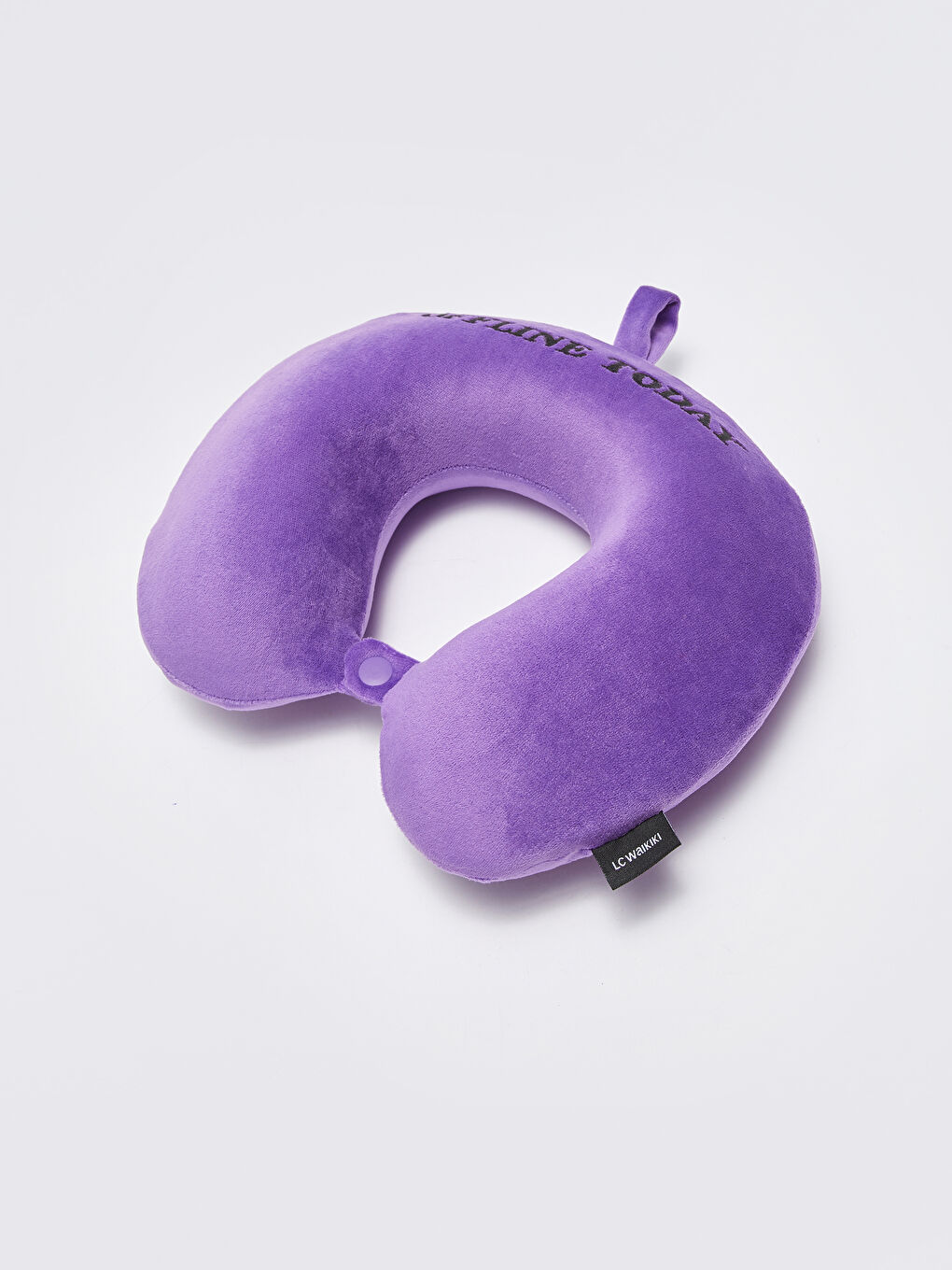 Lila Yazı Nakışlı Boyun Yastığı