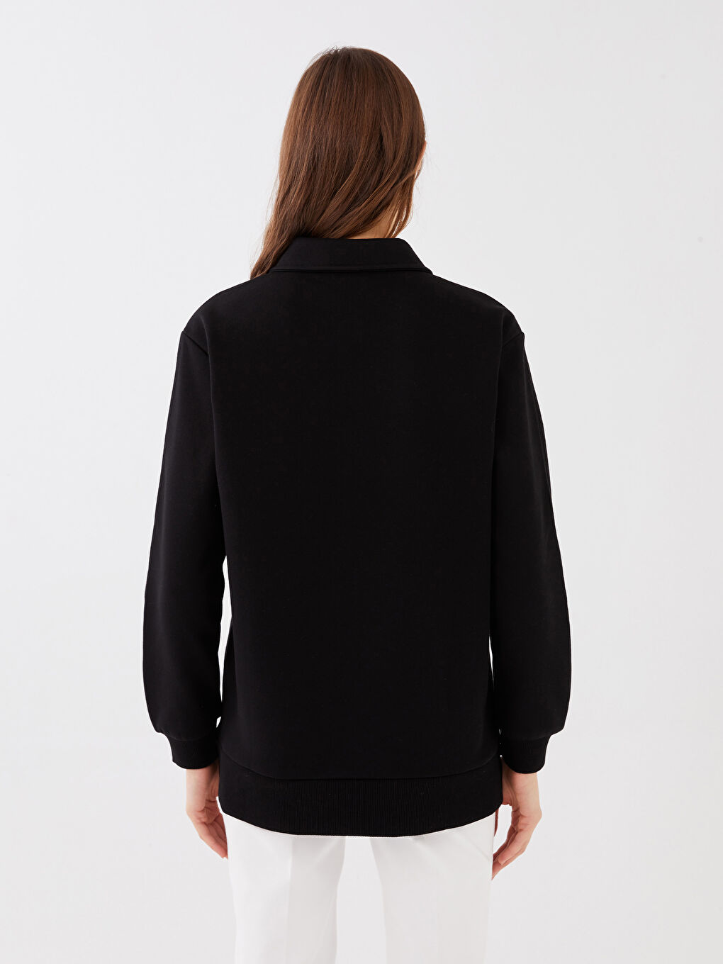 LCW Modest Polo Yaka Baskılı Kadın Kalın Sweatshirt -W2KC29Z8-RQN