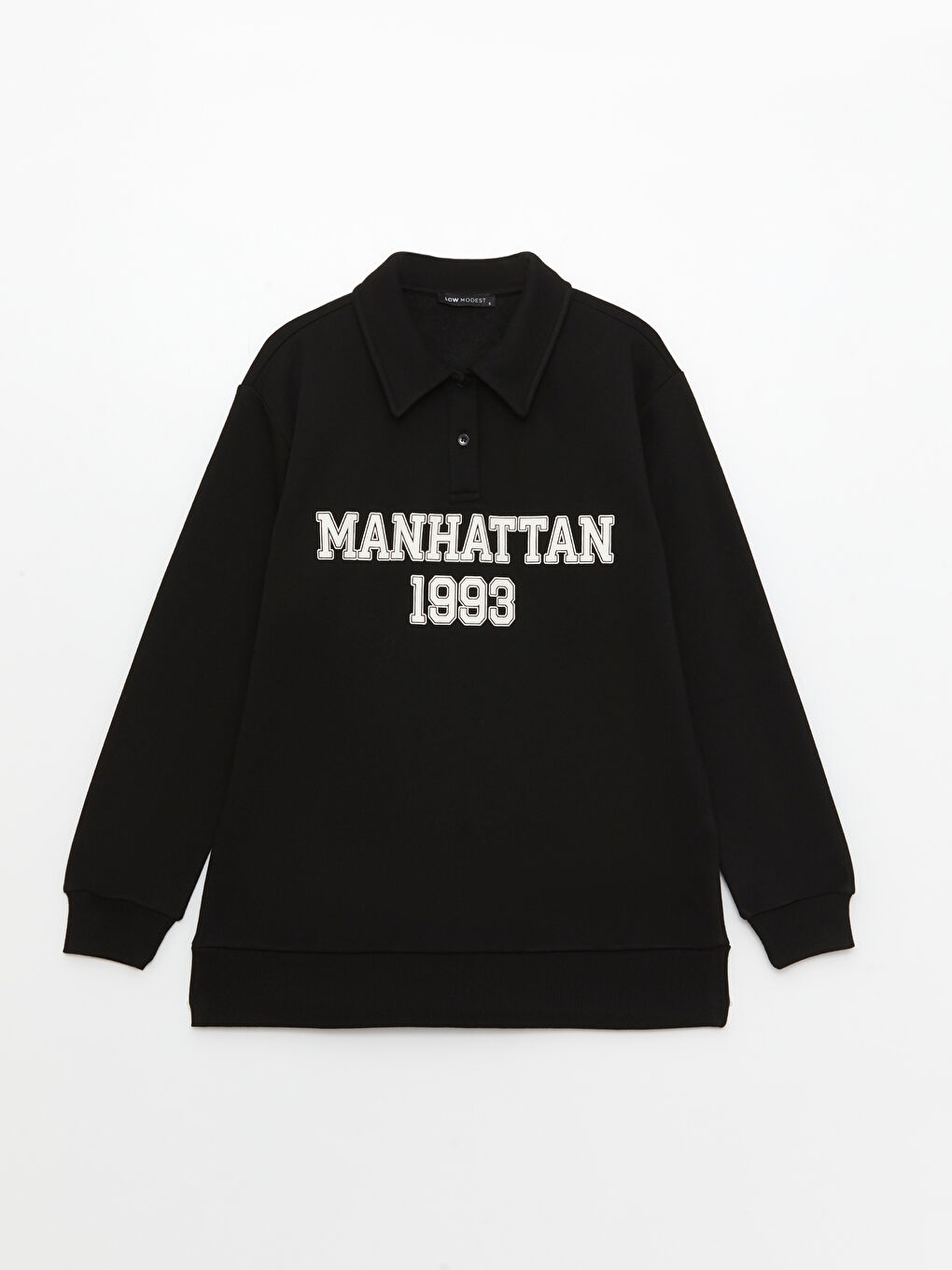 LCW Modest Polo Yaka Baskılı Kadın Kalın Sweatshirt -W2KC29Z8-RQN