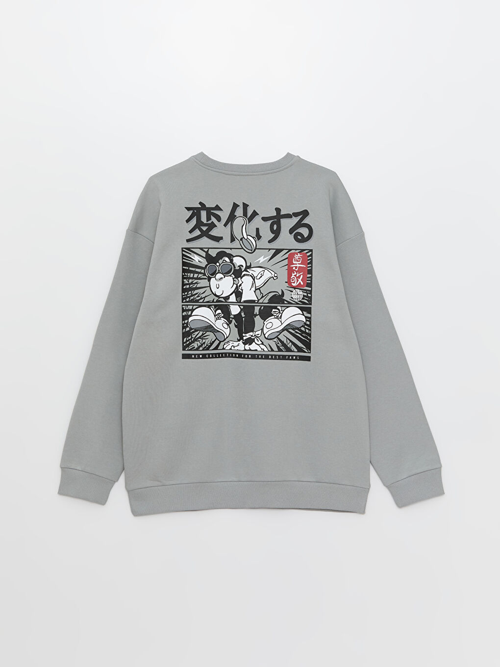 Crew Neck Long Sleeve Nostalgic Monkey Printed Men's Thick Sweatshirt-6