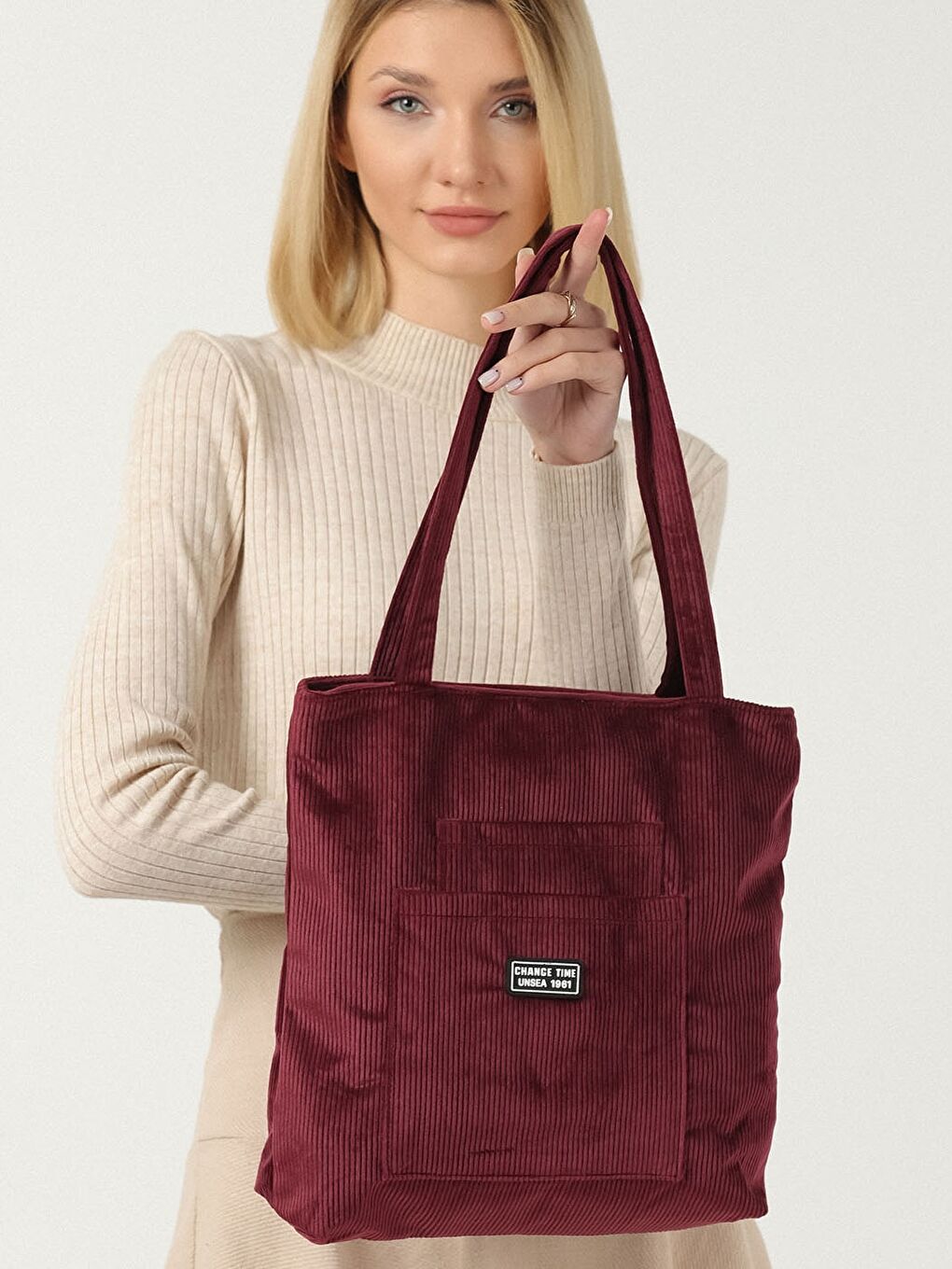 Bordo Kadife Kadın Omuz Çantası-3