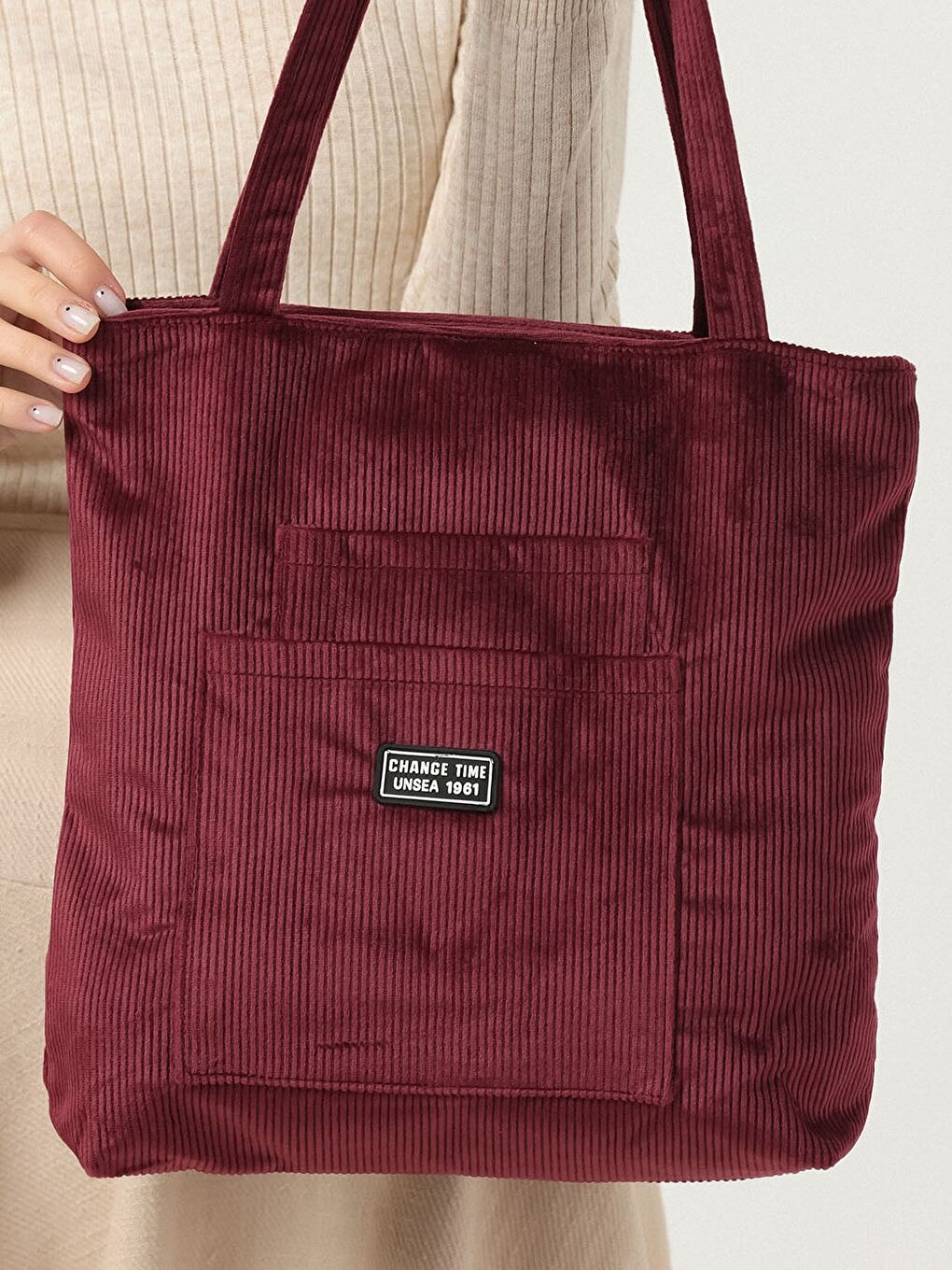 Bordo Kadife Kadın Omuz Çantası-6