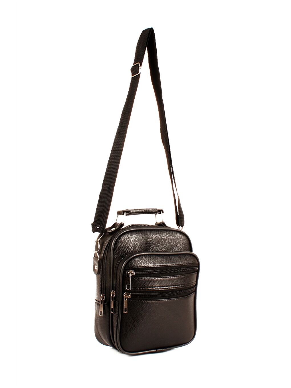 Siyah Deri Görünümlü Çok Bölmeli Erkek El Çantası-2