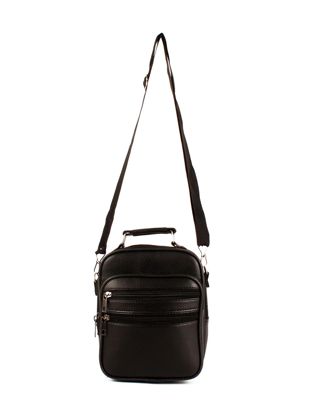 Siyah Deri Görünümlü Çok Bölmeli Erkek El Çantası-4