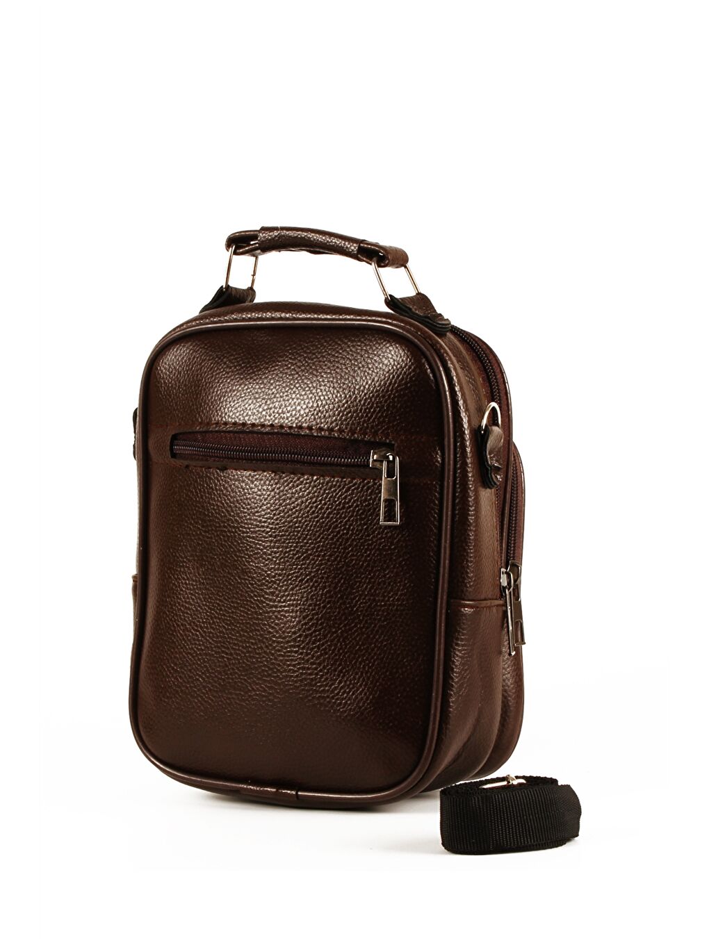 Kahverengi Deri Görünümlü Çok Bölmeli Erkek El Çantası-3