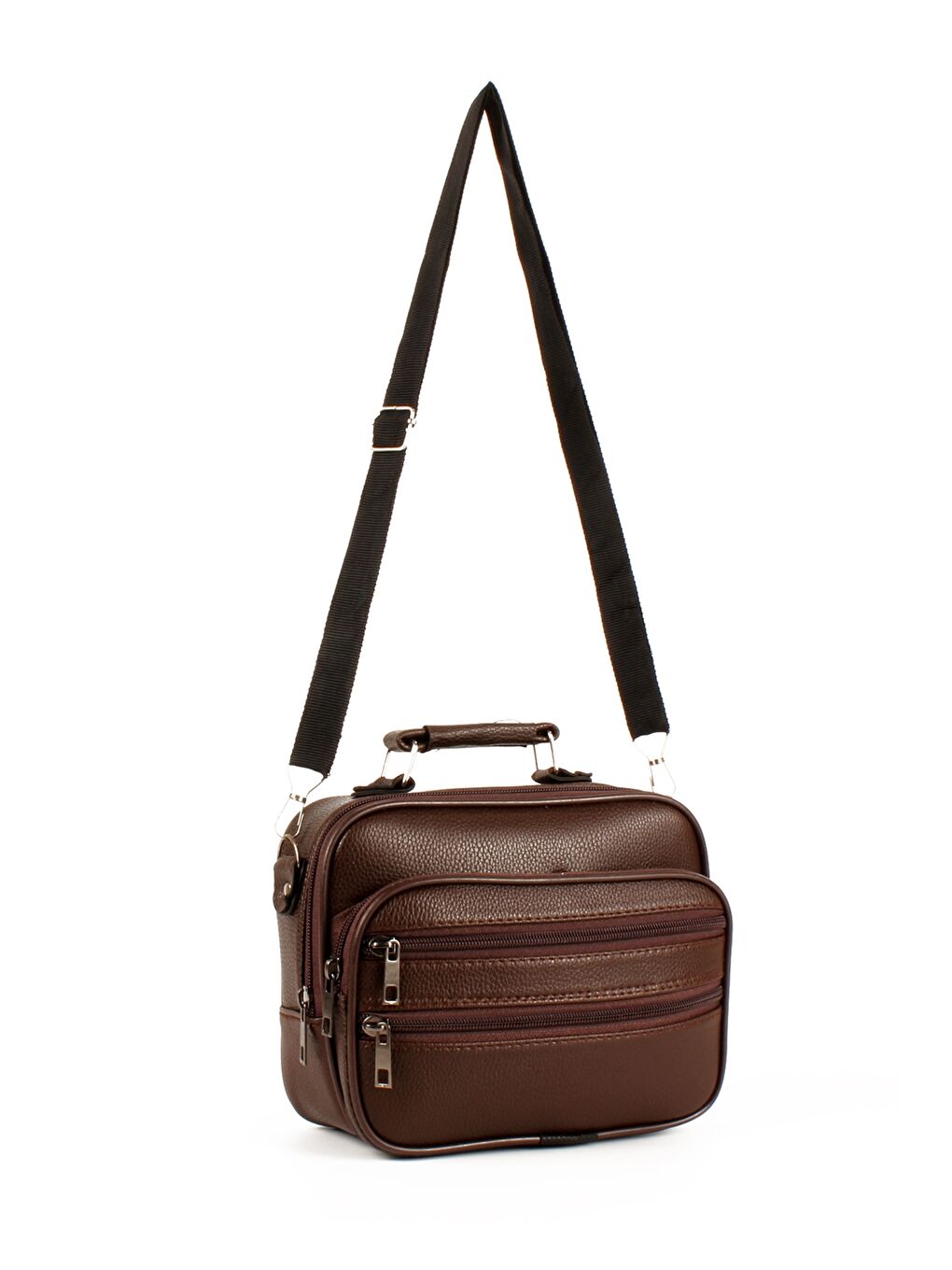 Kahverengi Deri Görünümlü Erkek El Çantası 3'lü-2