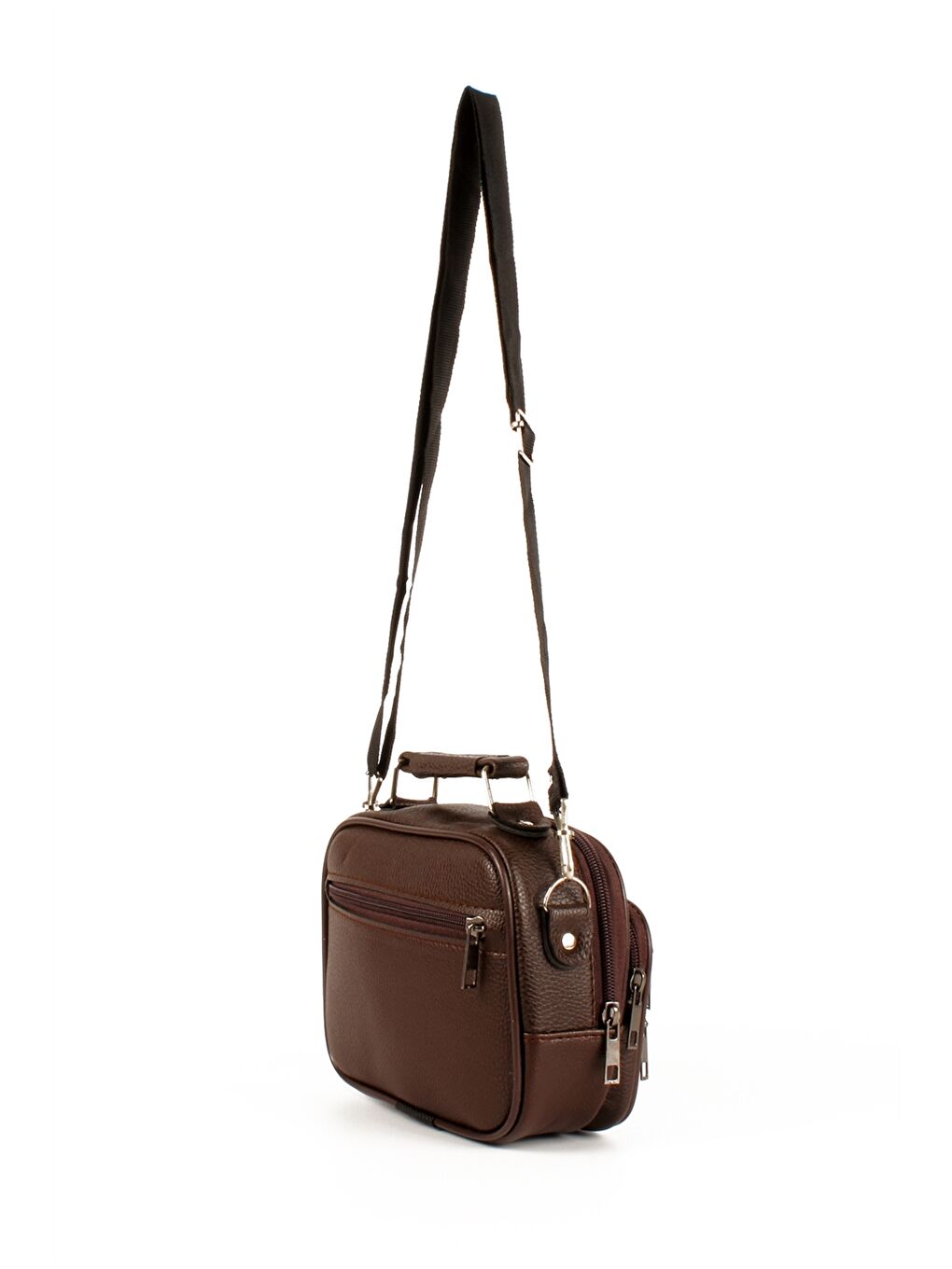 Kahverengi Deri Görünümlü Erkek El Çantası 3'lü-5