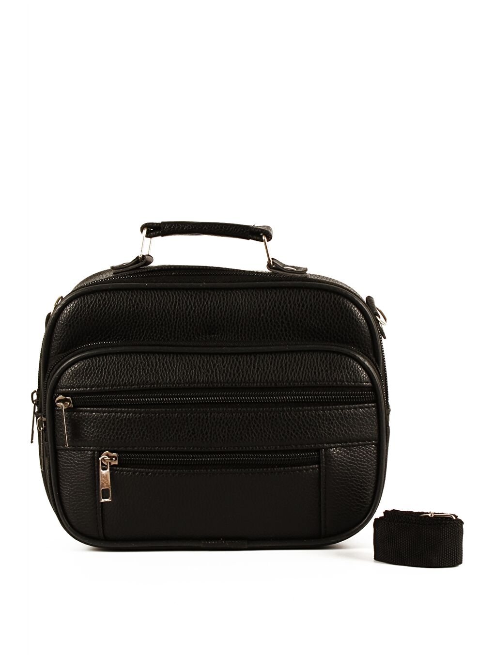 Siyah Deri Görünümlü Erkek El Çantası 3'lü-3